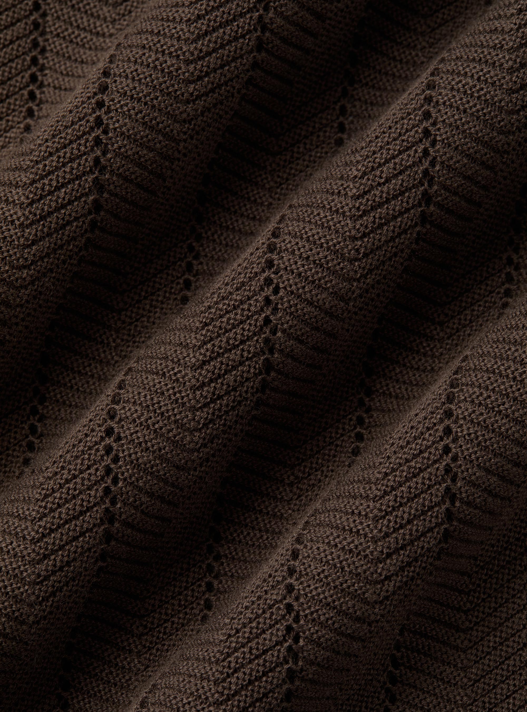 Polo traforata in cotone spigato, MARRONE