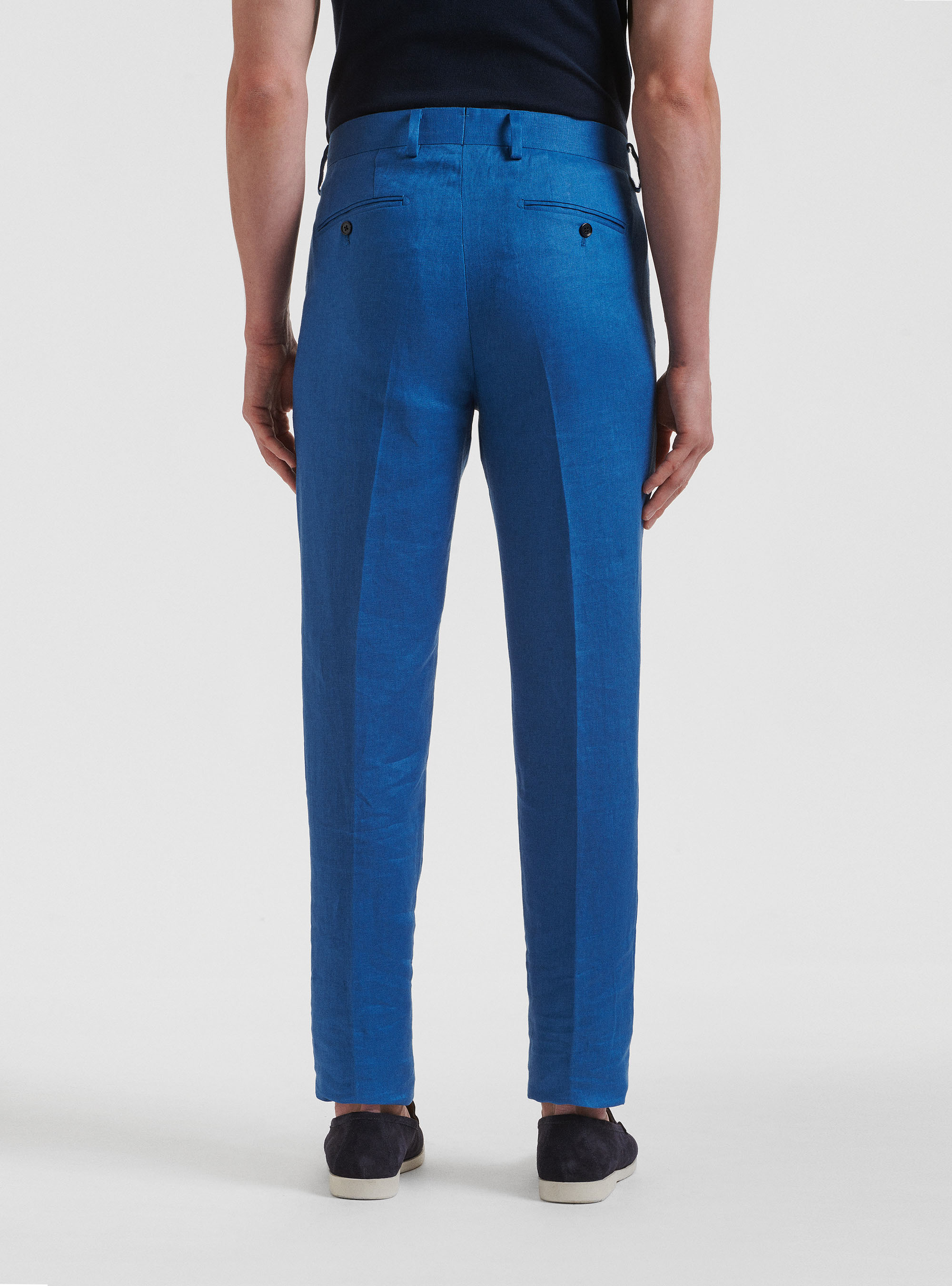 Pure linen suit trousers, 0226C CERULEO