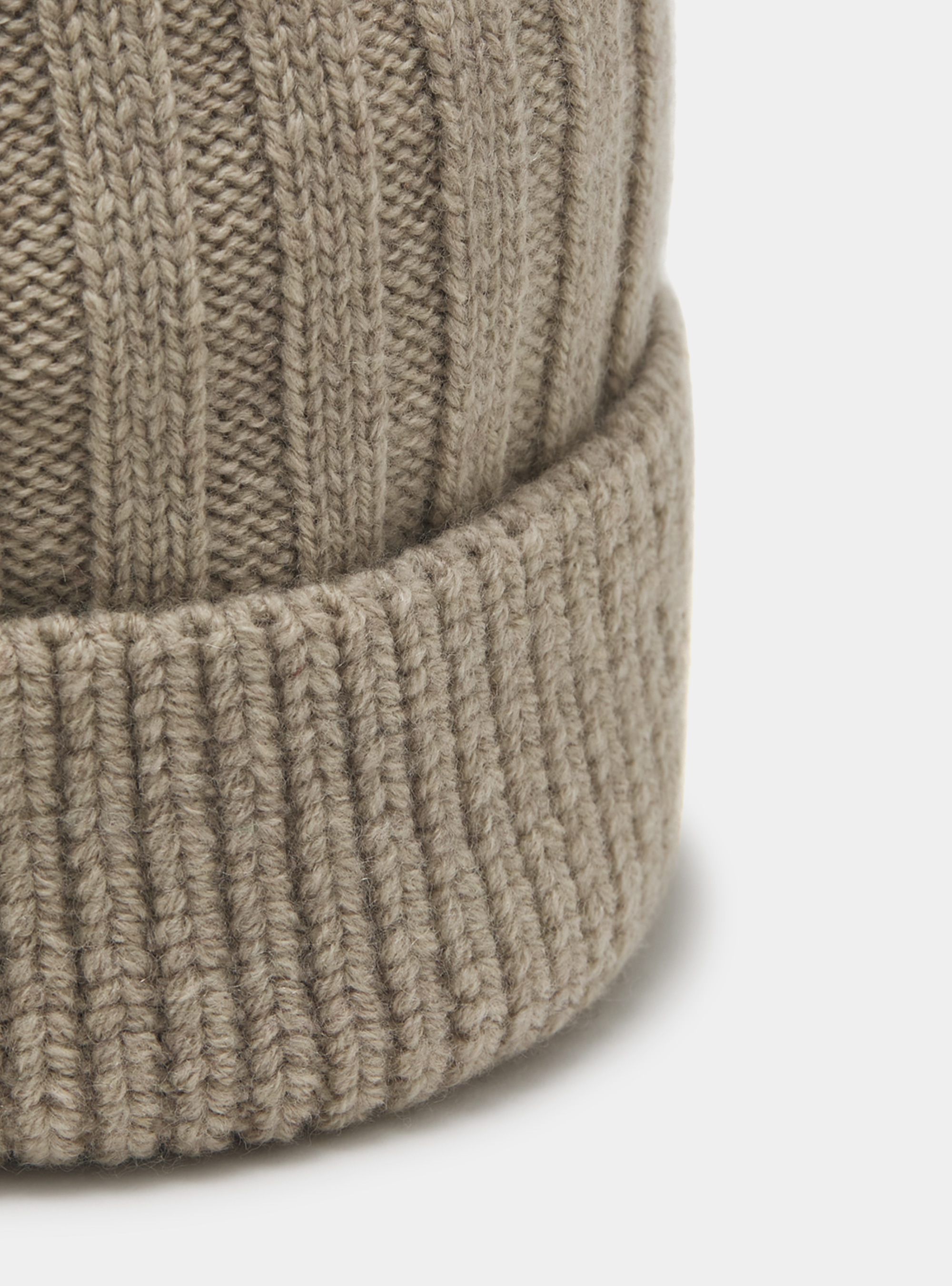English rib cashmere blend hat, ECRU