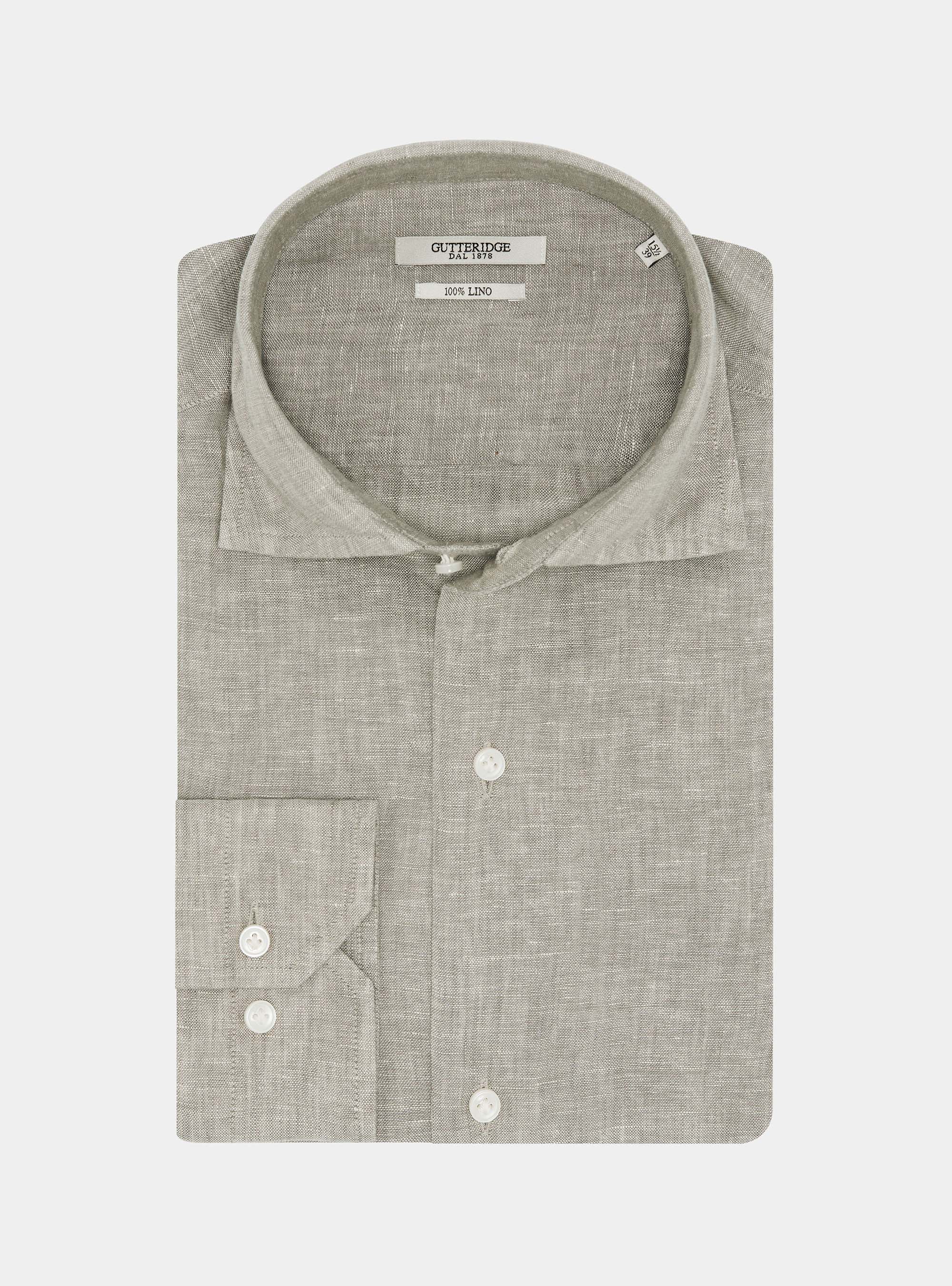 Pure linen shirt, SABBIA MELANGE 0564C