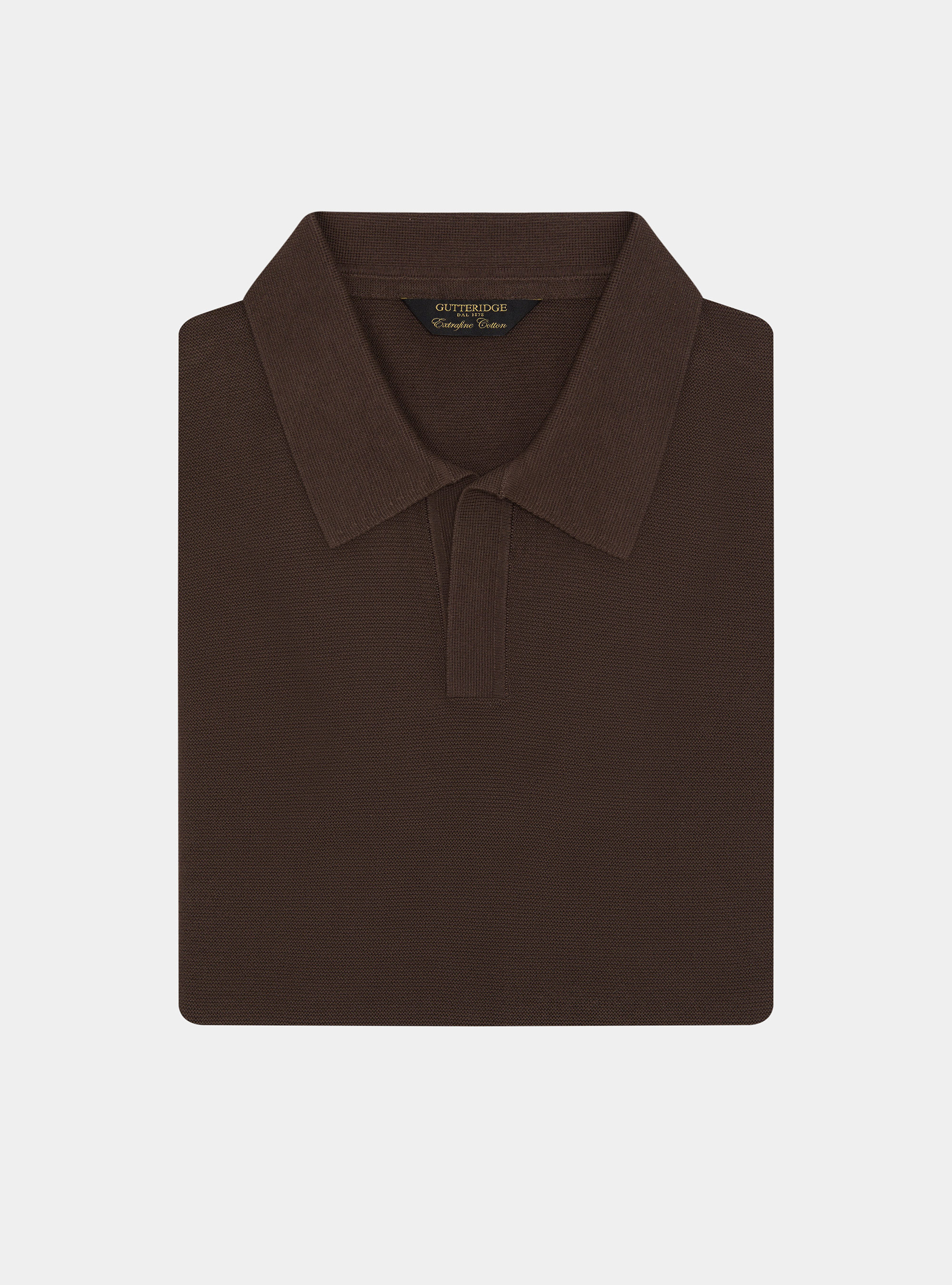 Gestricktes Links-Poloshirt aus extrafeiner Baumwolle, MARRONE 0507C