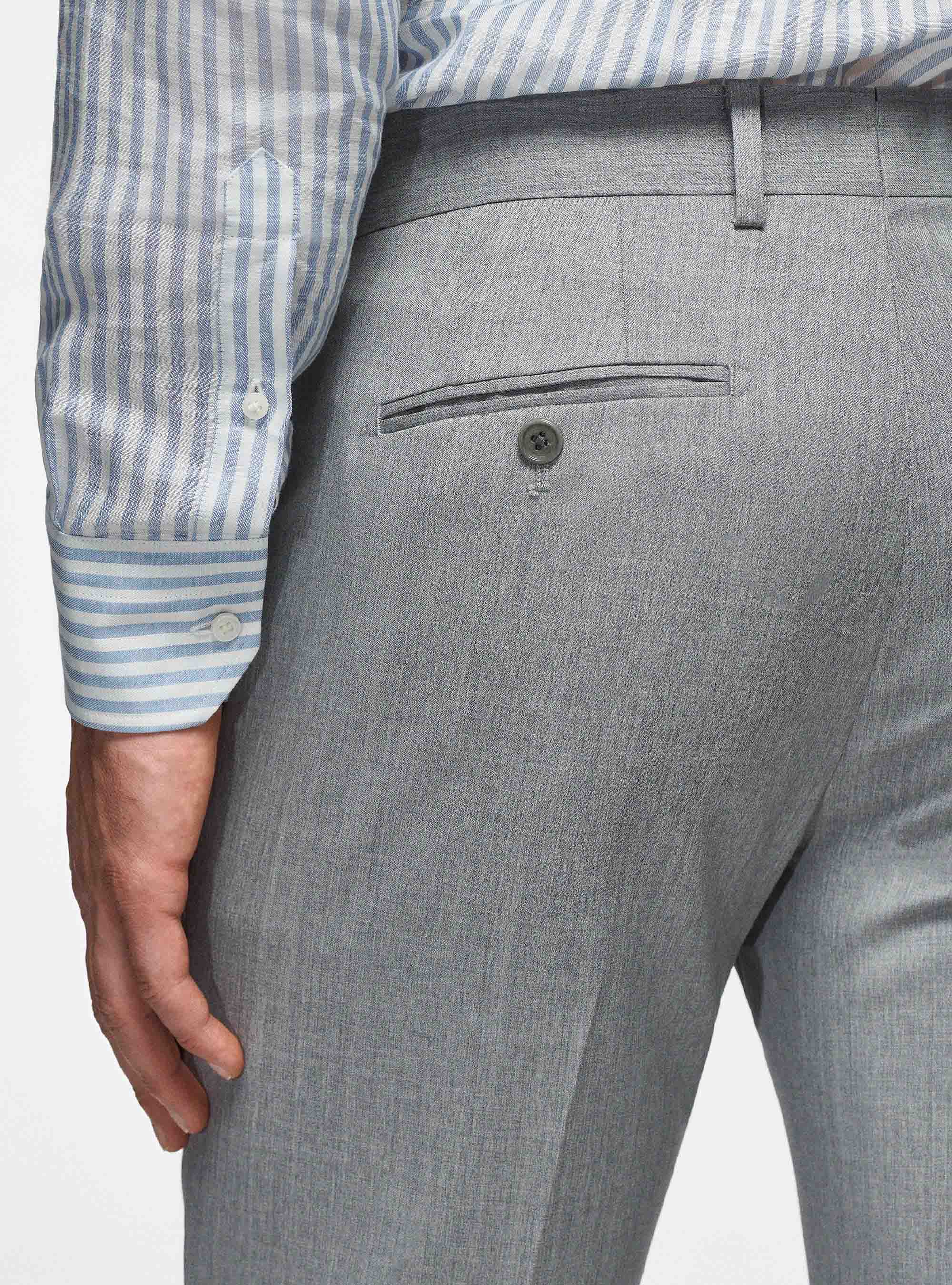 Trousers in pure 110's superfine wool, LIGHT GREY MELANGE