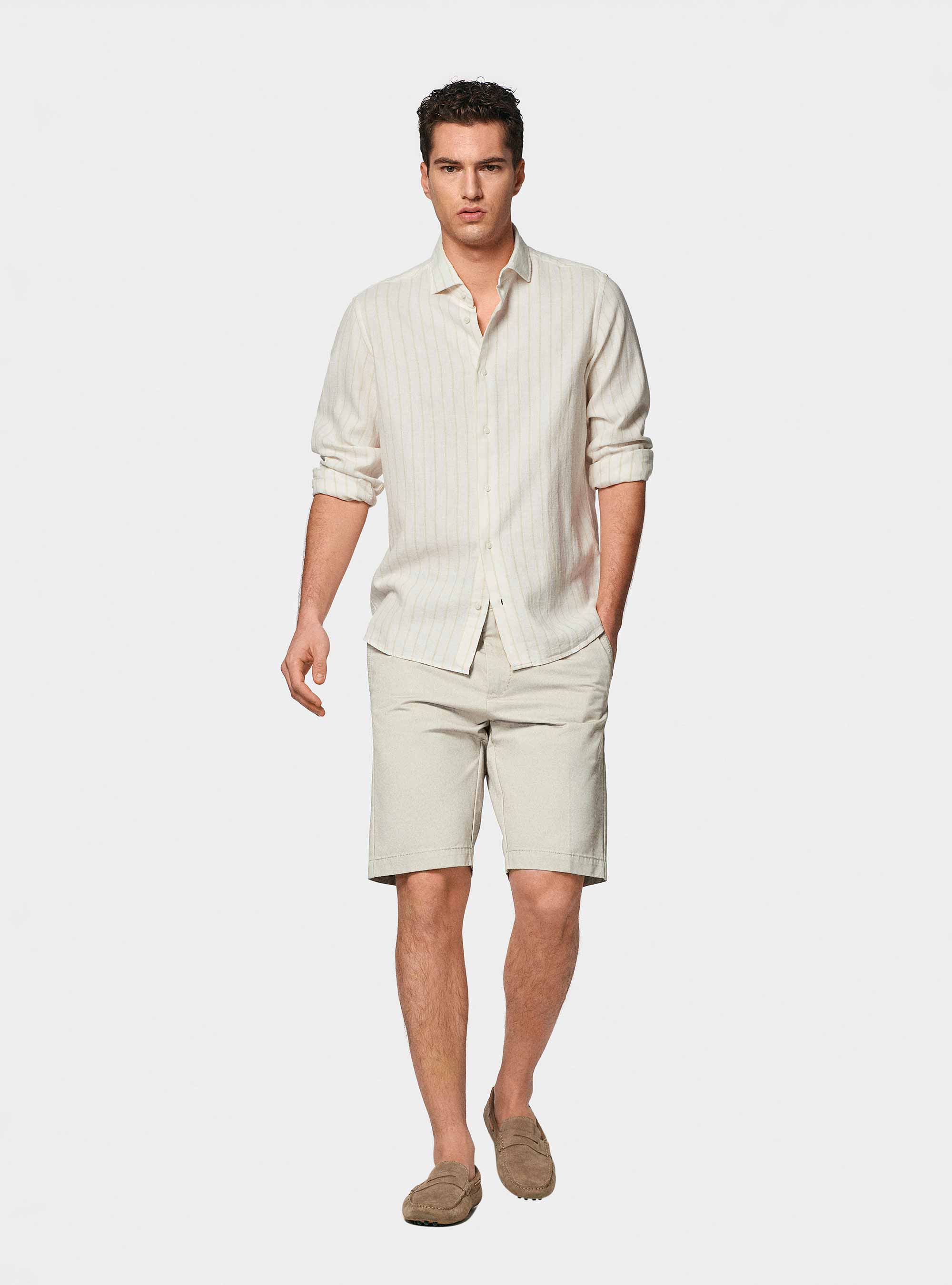 Cotton twill bermuda shorts, OFF-WHITE