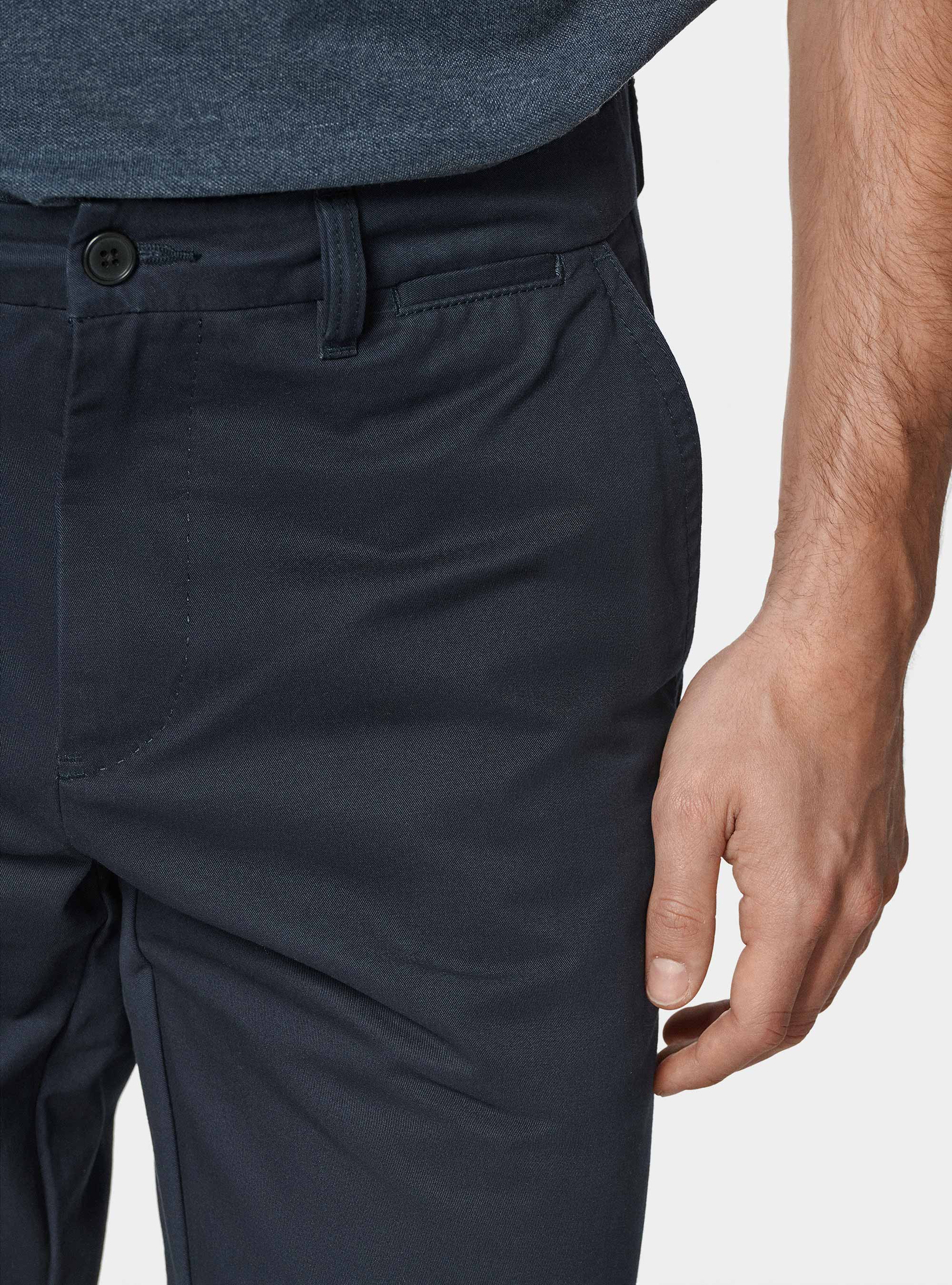 Bermuda en serg&eacute; de coton, BLEU MARINE