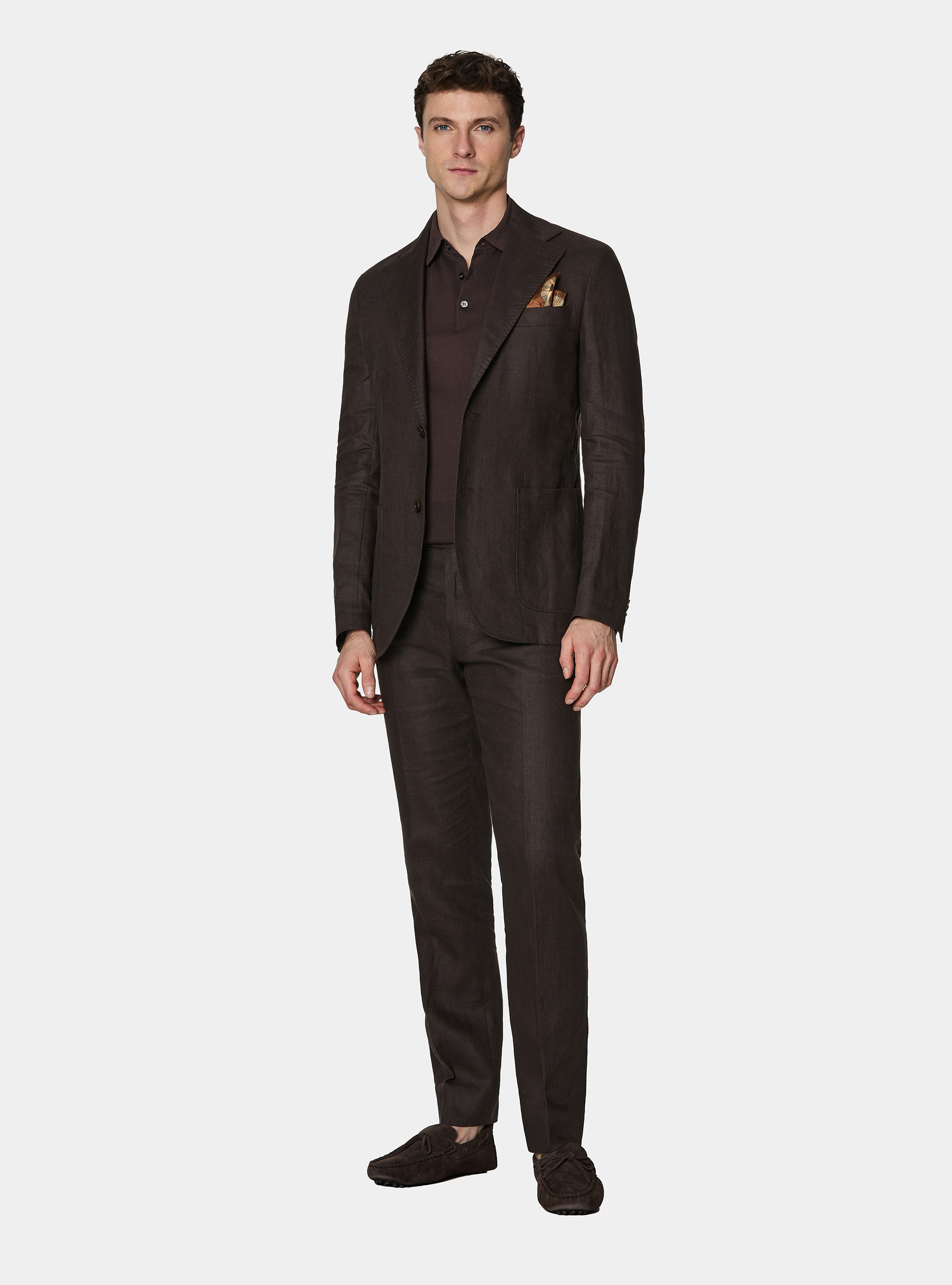 Pure linen suit trousers, BROWN