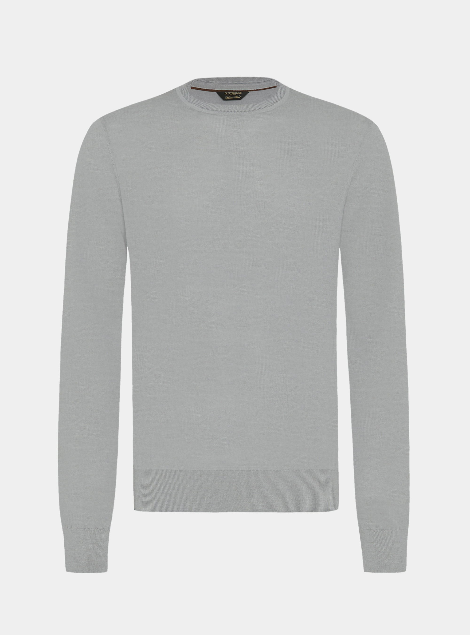 Crew-neck sweater in pure extra-fine merino wool, GREY