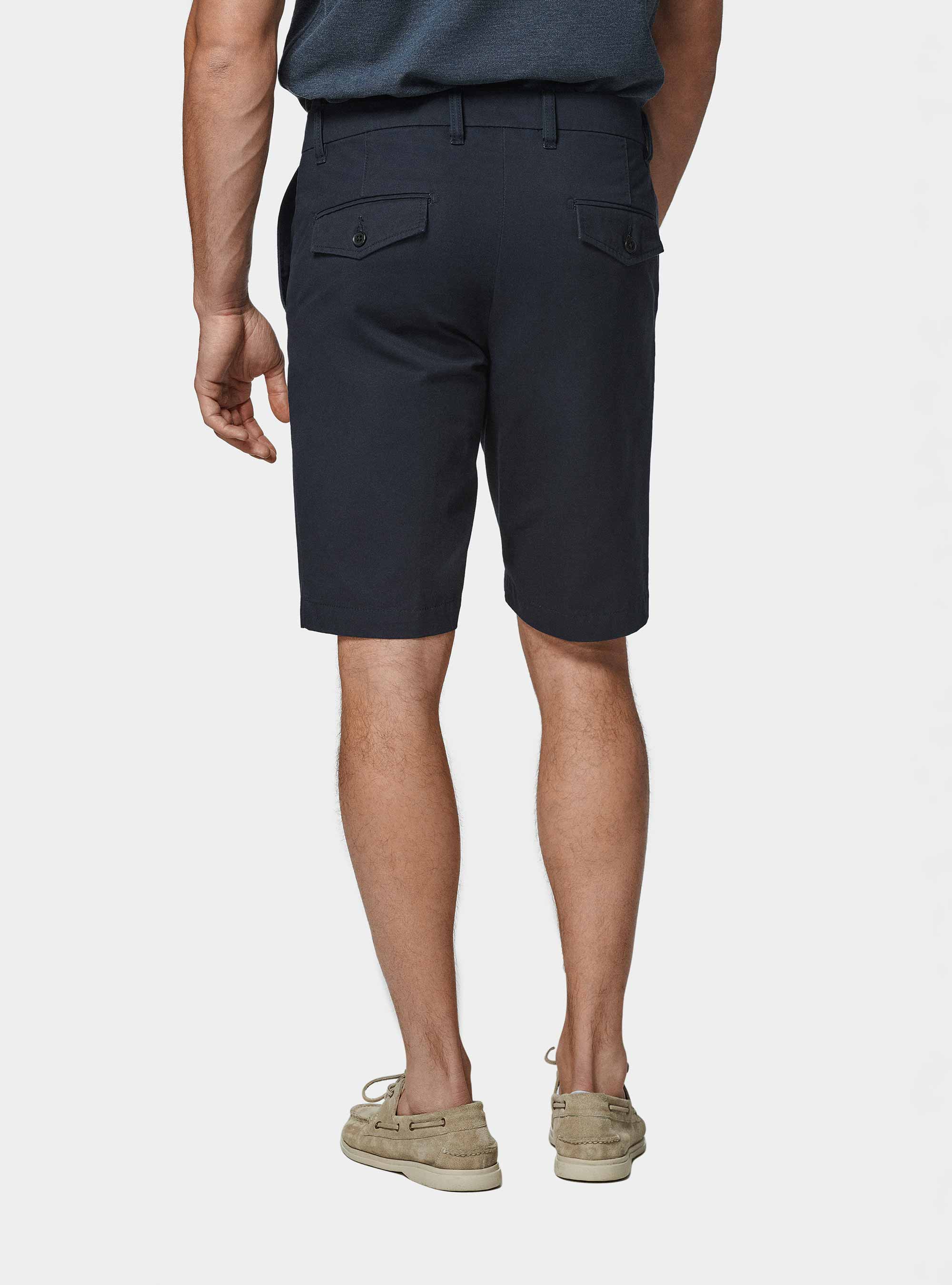 Bermuda en serg&eacute; de coton, BLEU MARINE