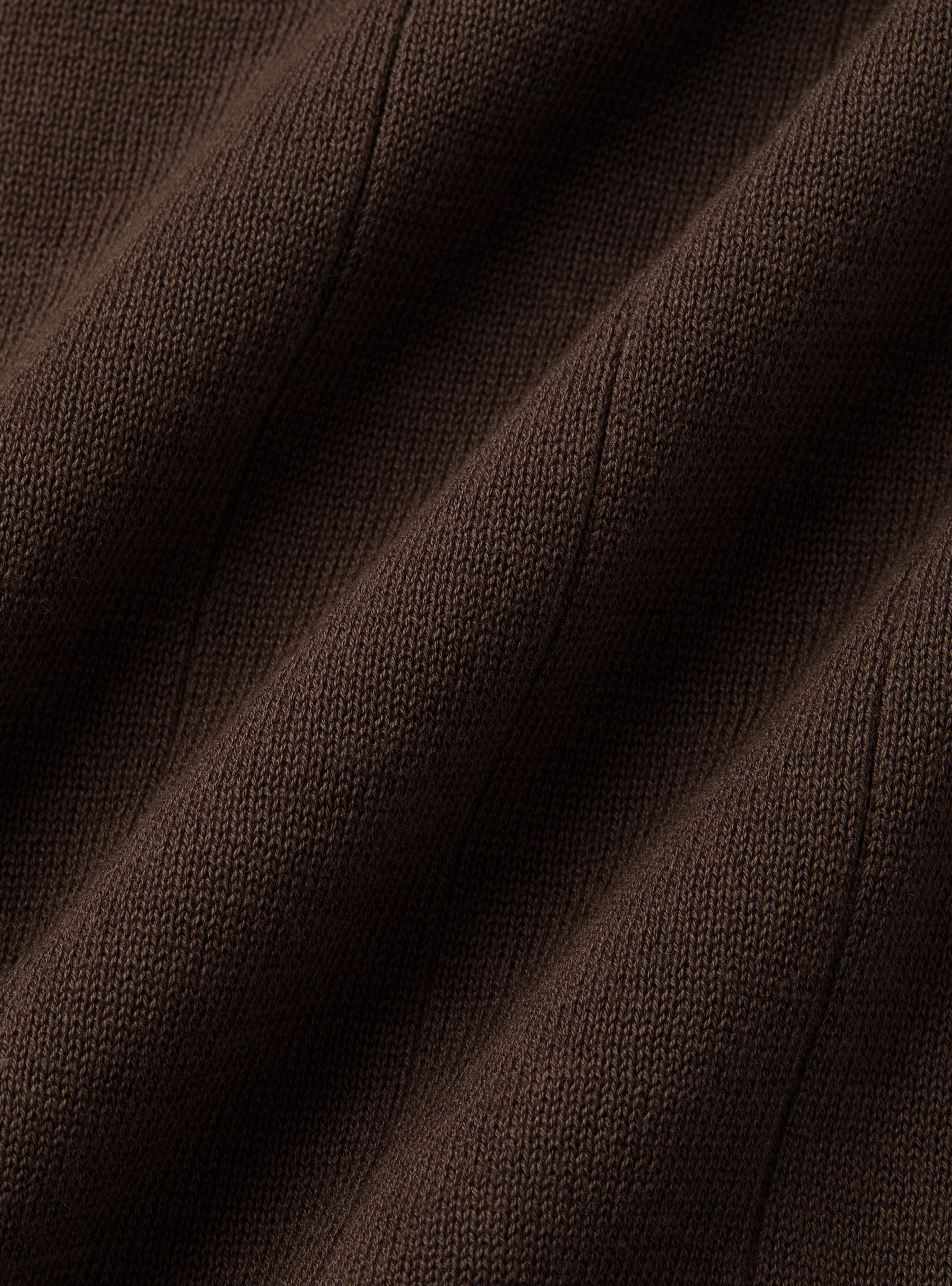 Pure cotton flat-ribbed sweater, BROWN