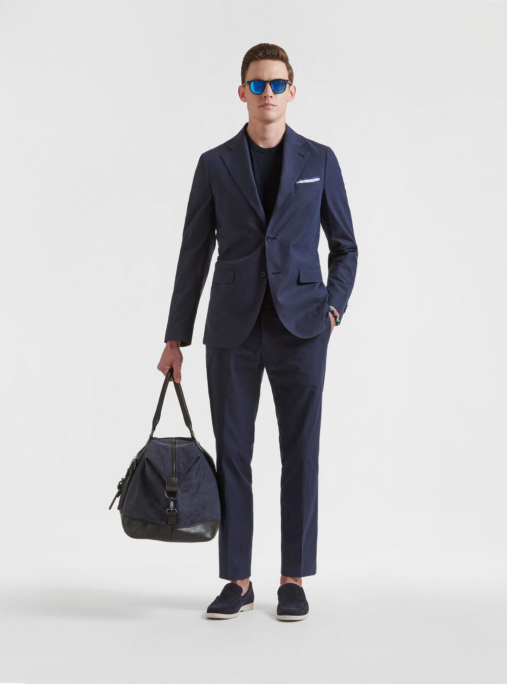 DUEMILAGORI cotton-blend suit blazer, NAVY BLUE