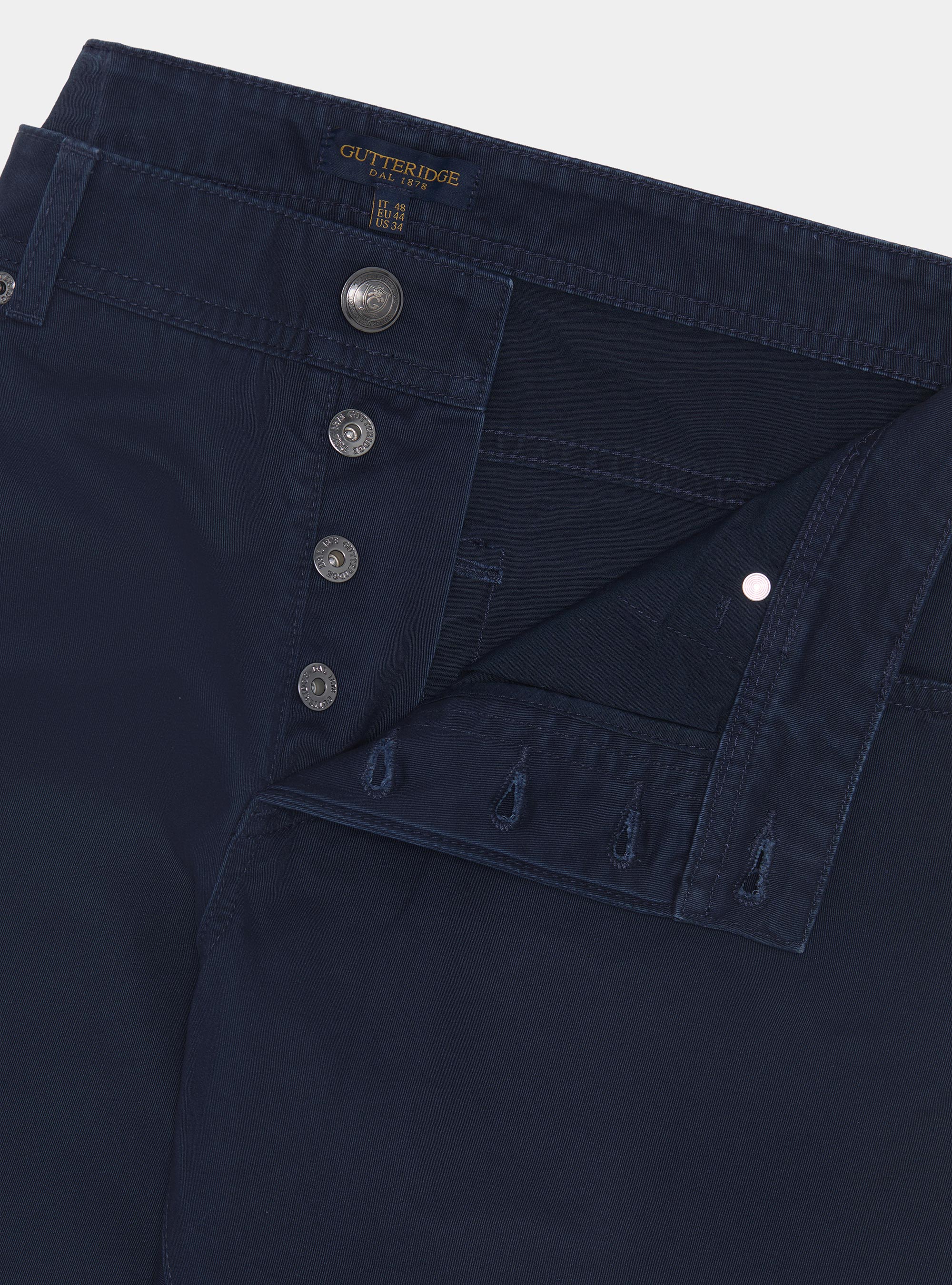 Pantalones slim fit de sarga de algod&oacute;n, AZUL MARINO