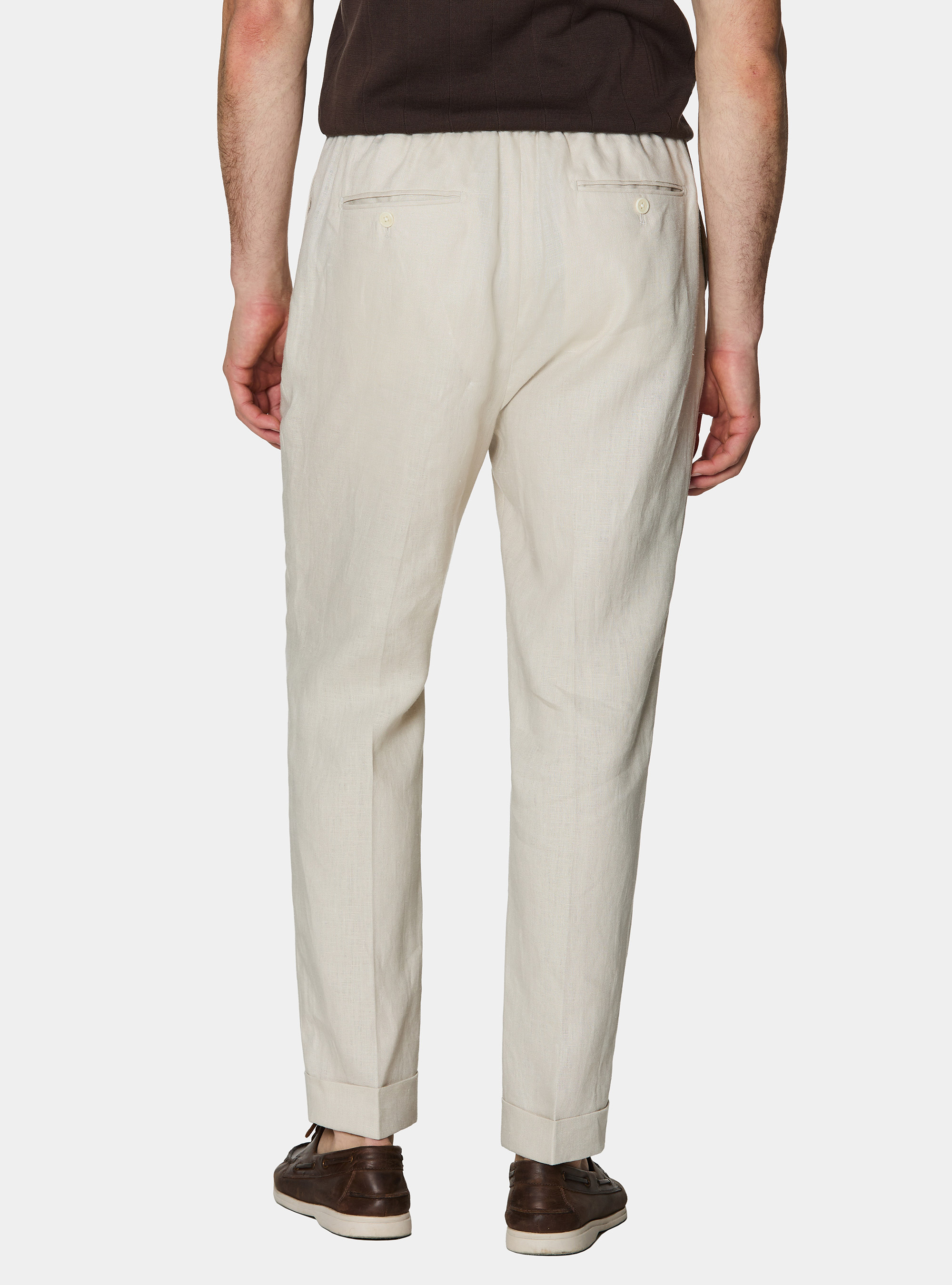 Pantalon en pur lin avec pinces et cordon de serrage, &Atilde; CRU