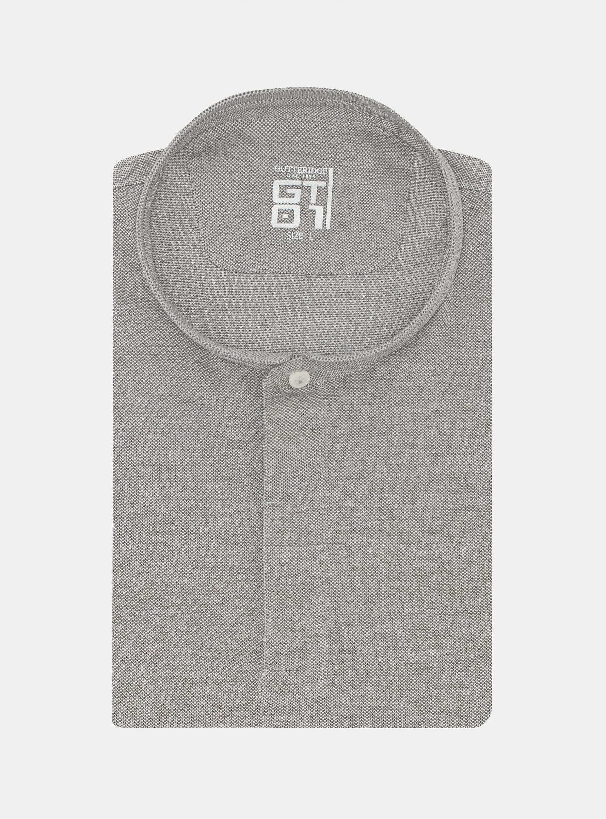 Polo collo coreano in misto cotone stretch, VERDE SALVIA 0604C