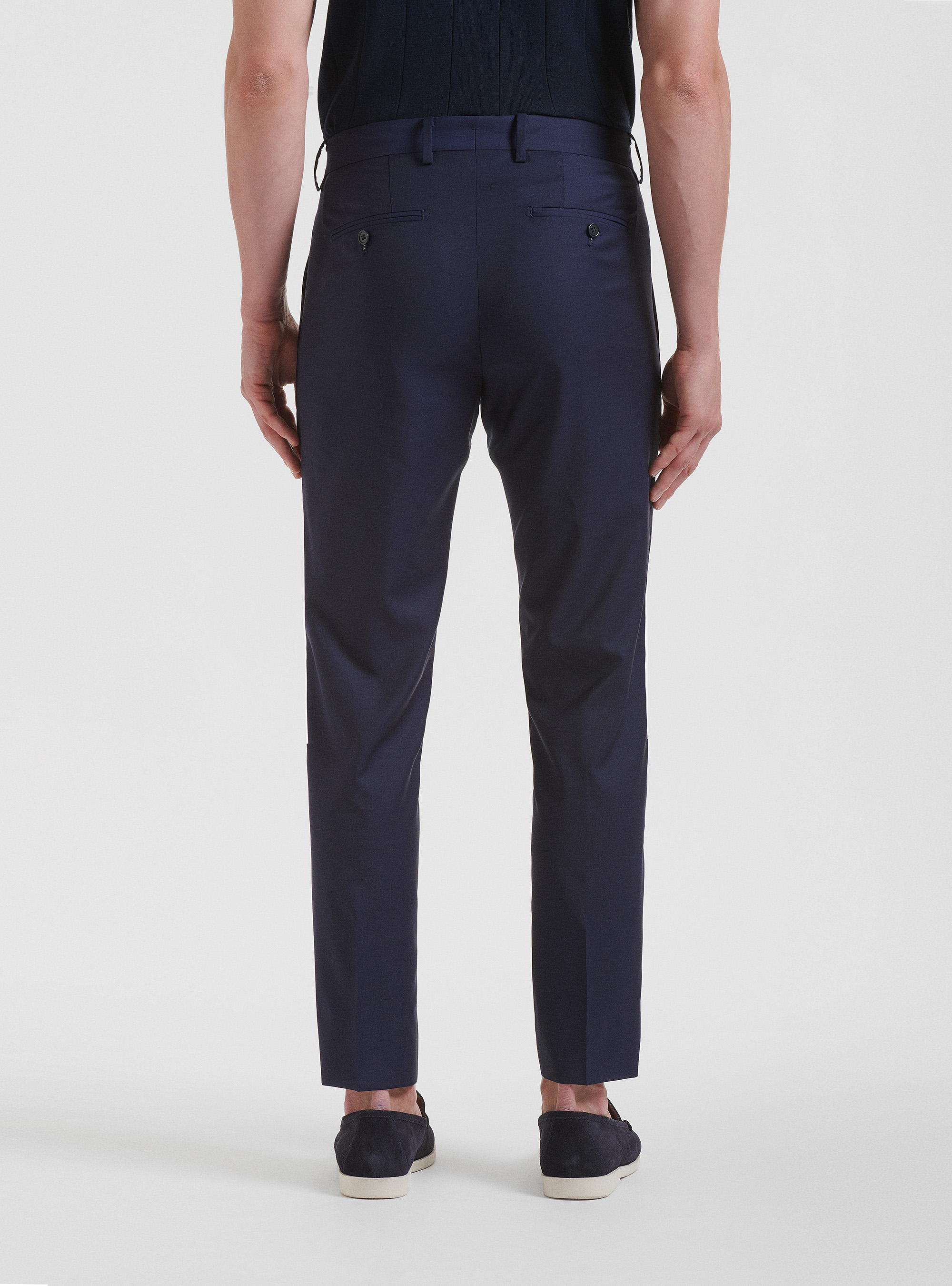 Suit trousers in pure superfine wool 130's Reda, NAVY BLUE
