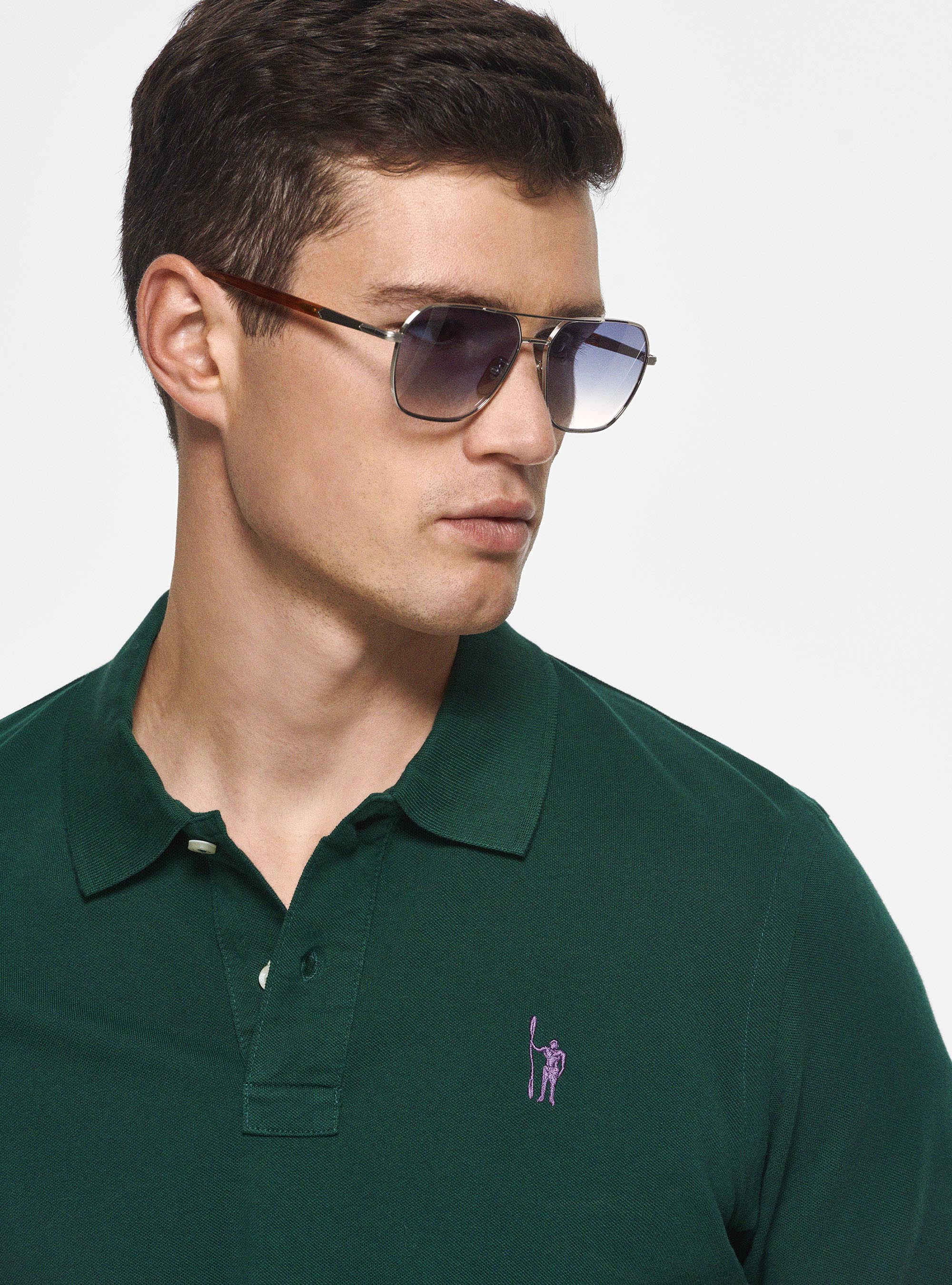 Piqu&eacute; polo shirt with embroidery, OLIVE