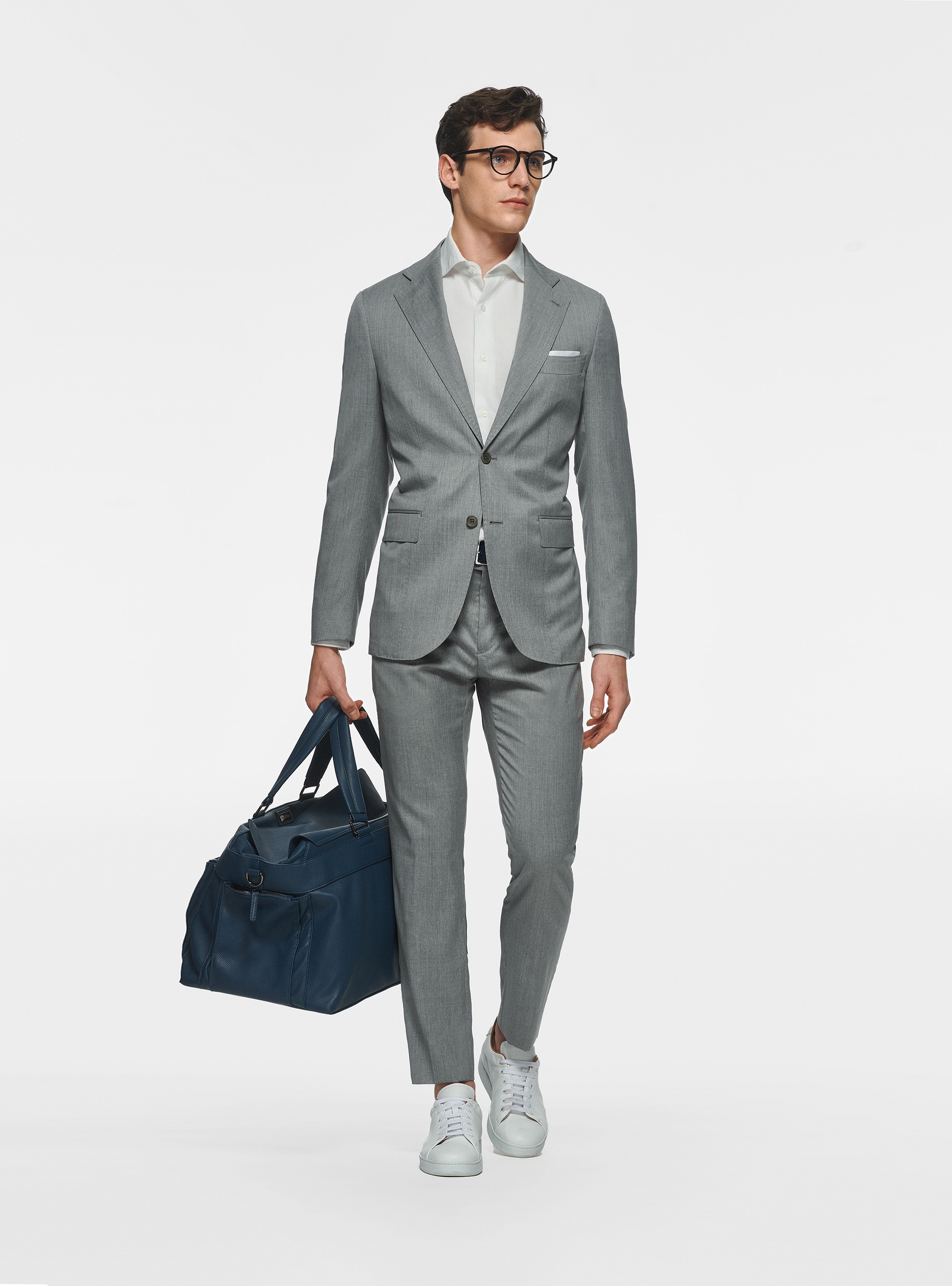 Pure 110's superfine wool blazer, LIGHT GREY MELANGE