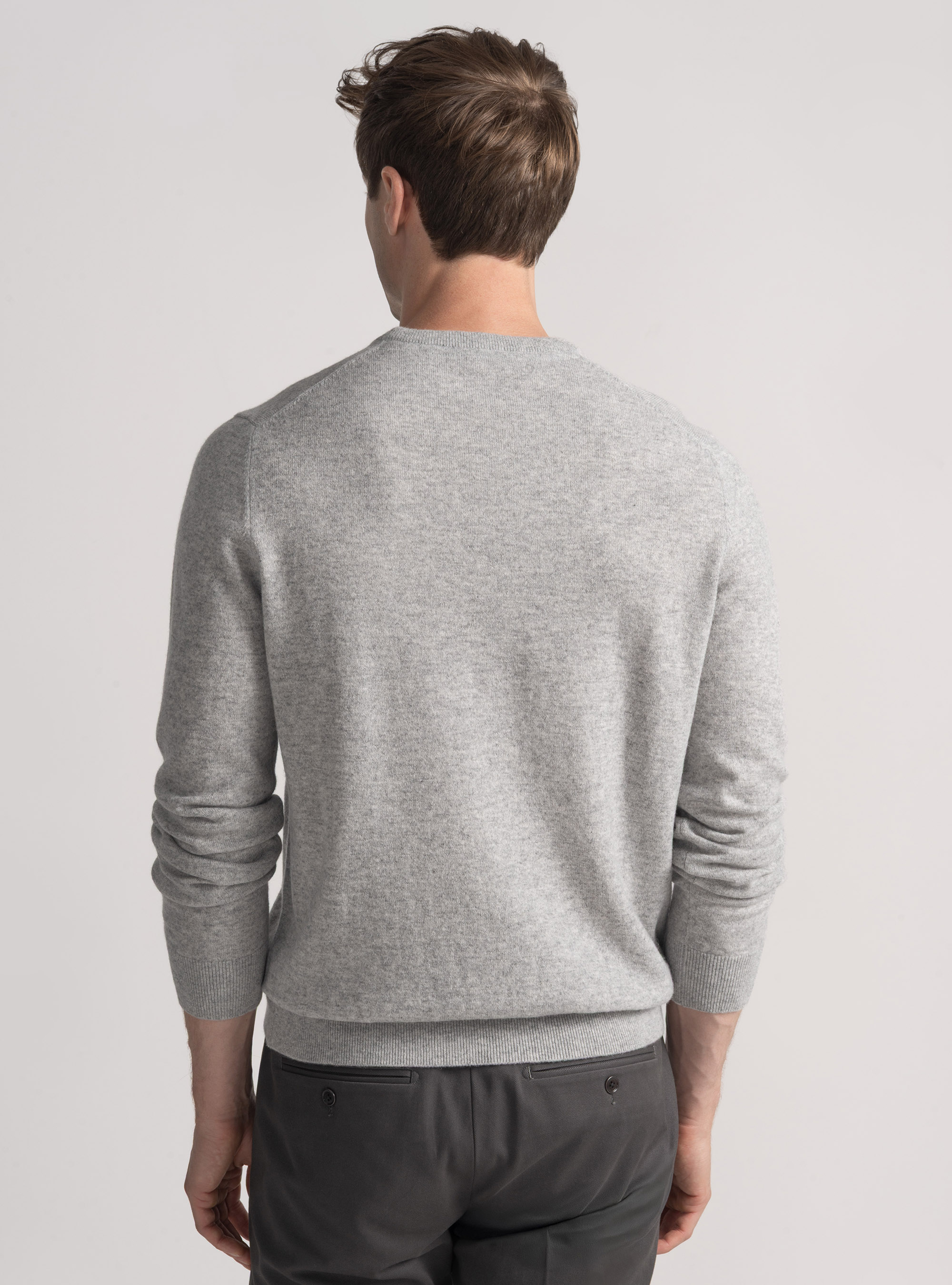 Cashmere crew-neck sweater, LIGHT GREY MELANGE