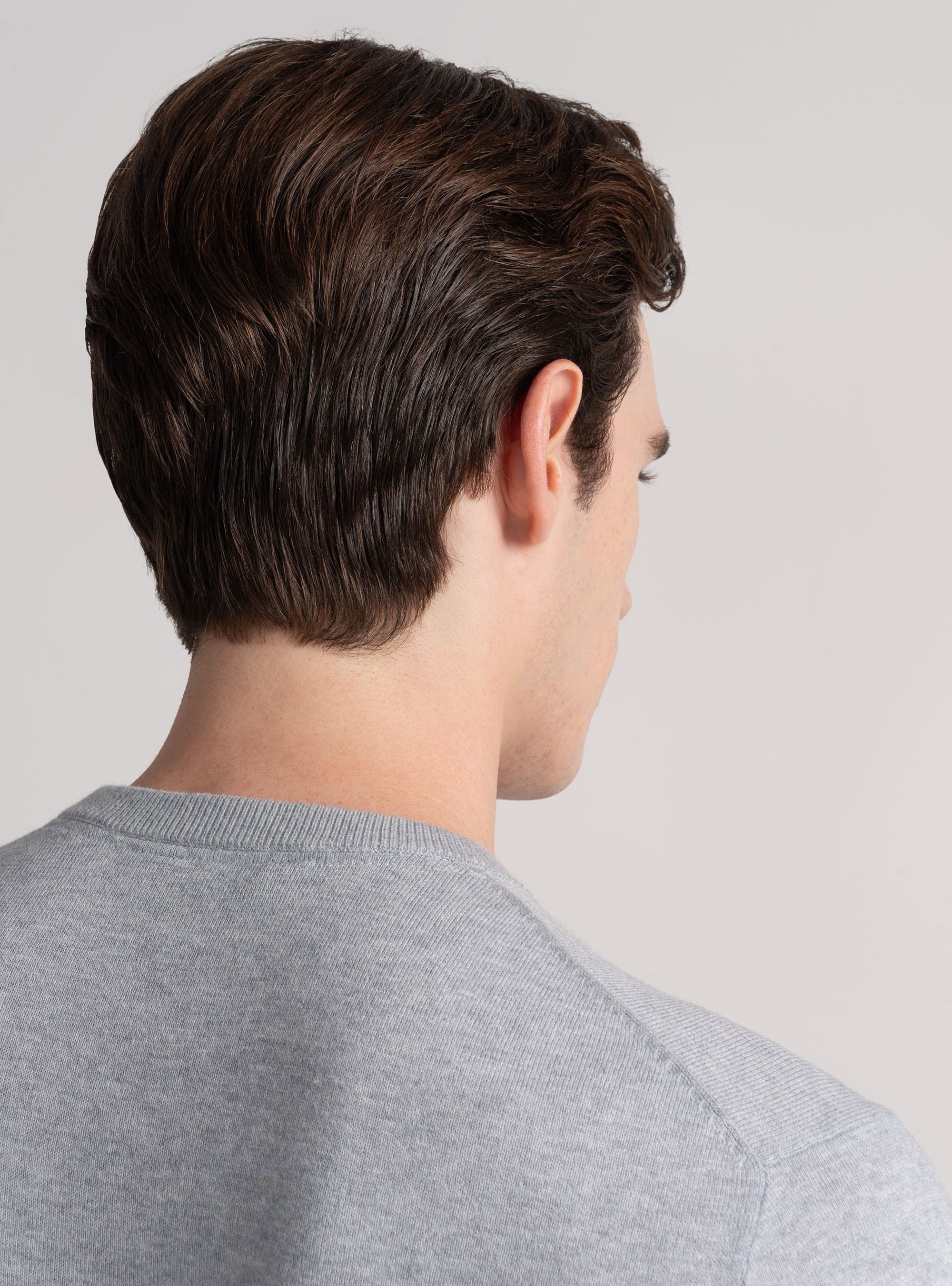 Crew-neck sweater in cotton silk and cashmere, GRIGIO MELANGE 0151C