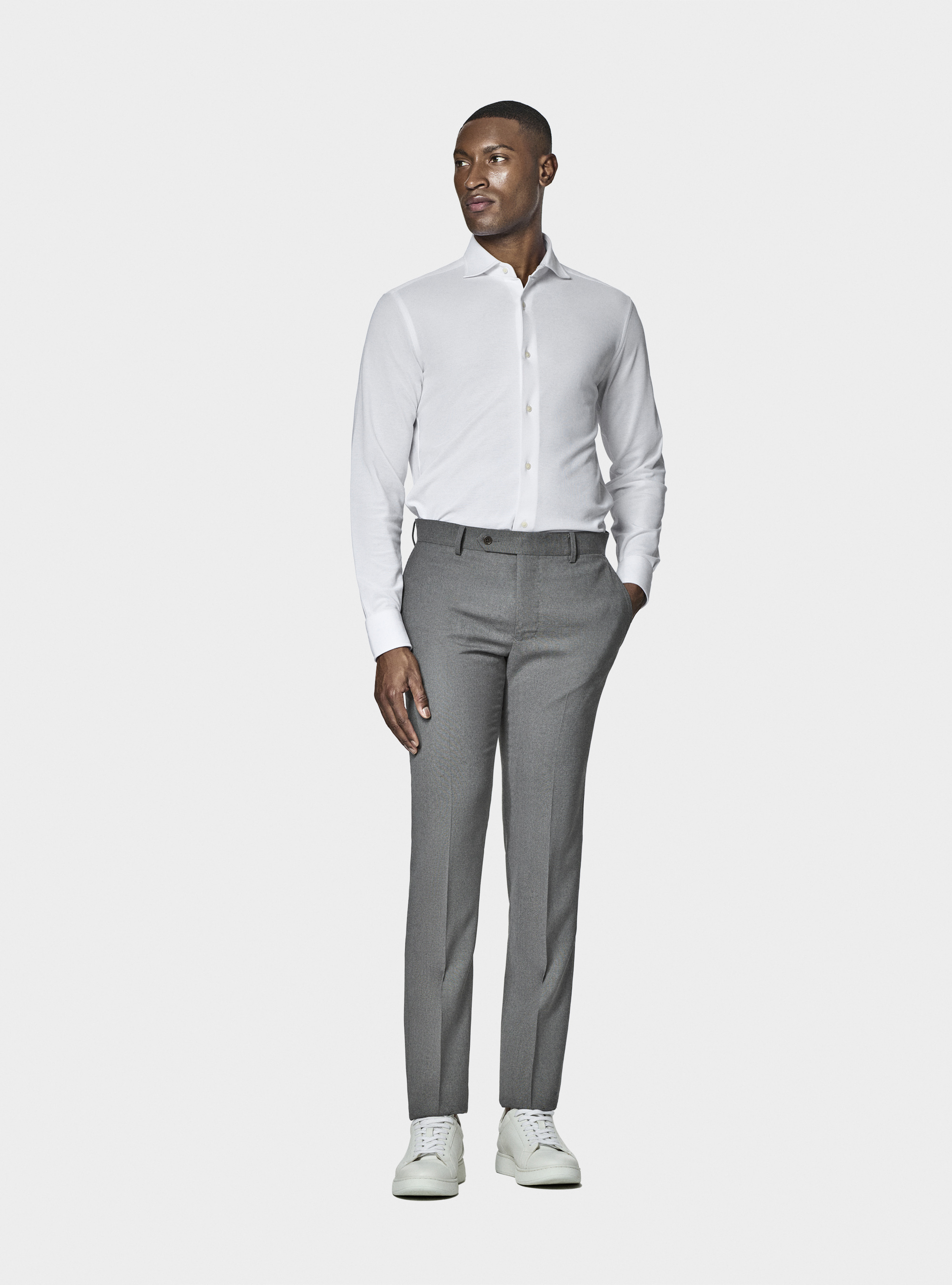 GT01 pique cotton blend polo shirt, WHITE