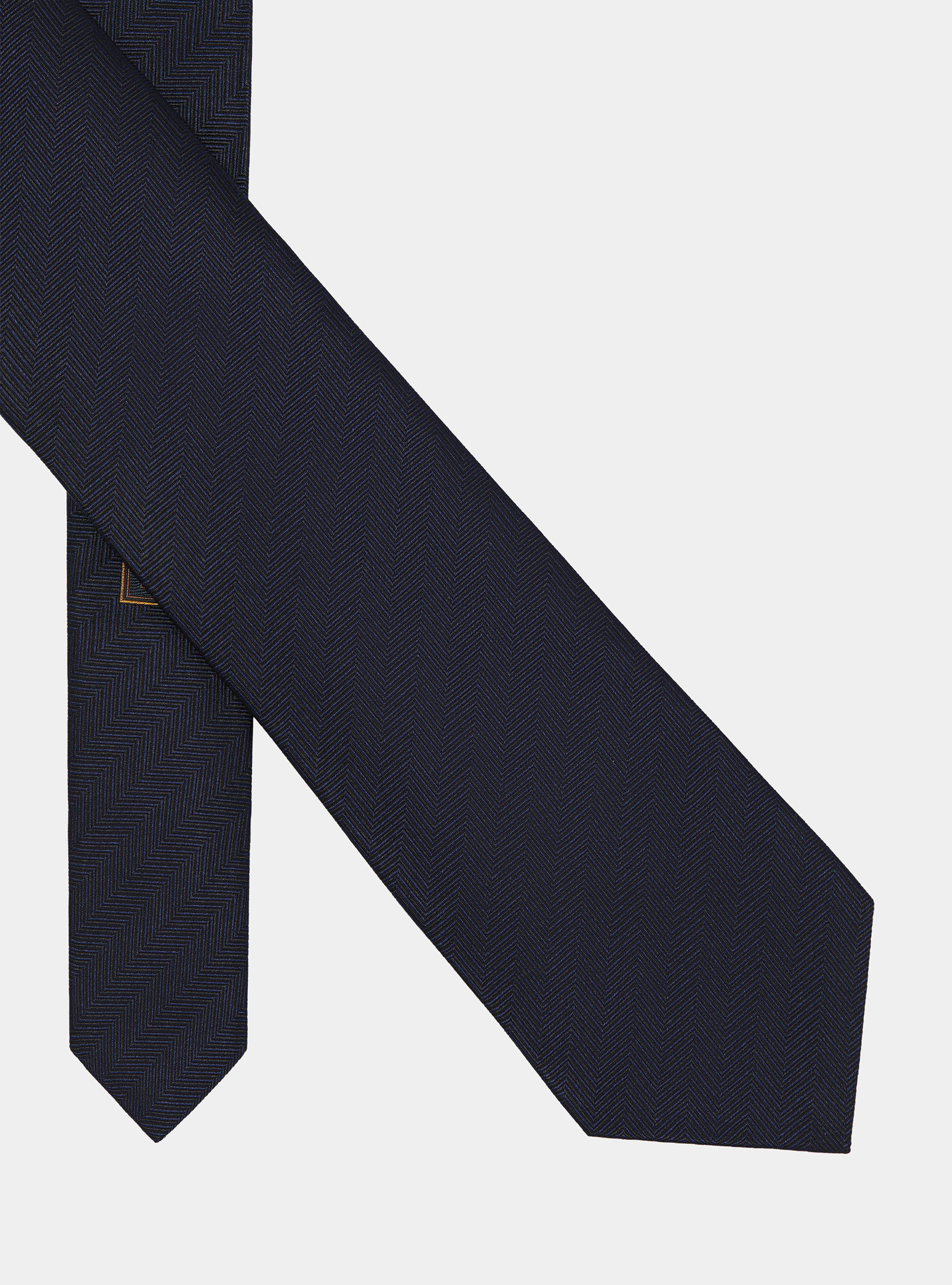 Herringbone silk tie, NAVY BLUE