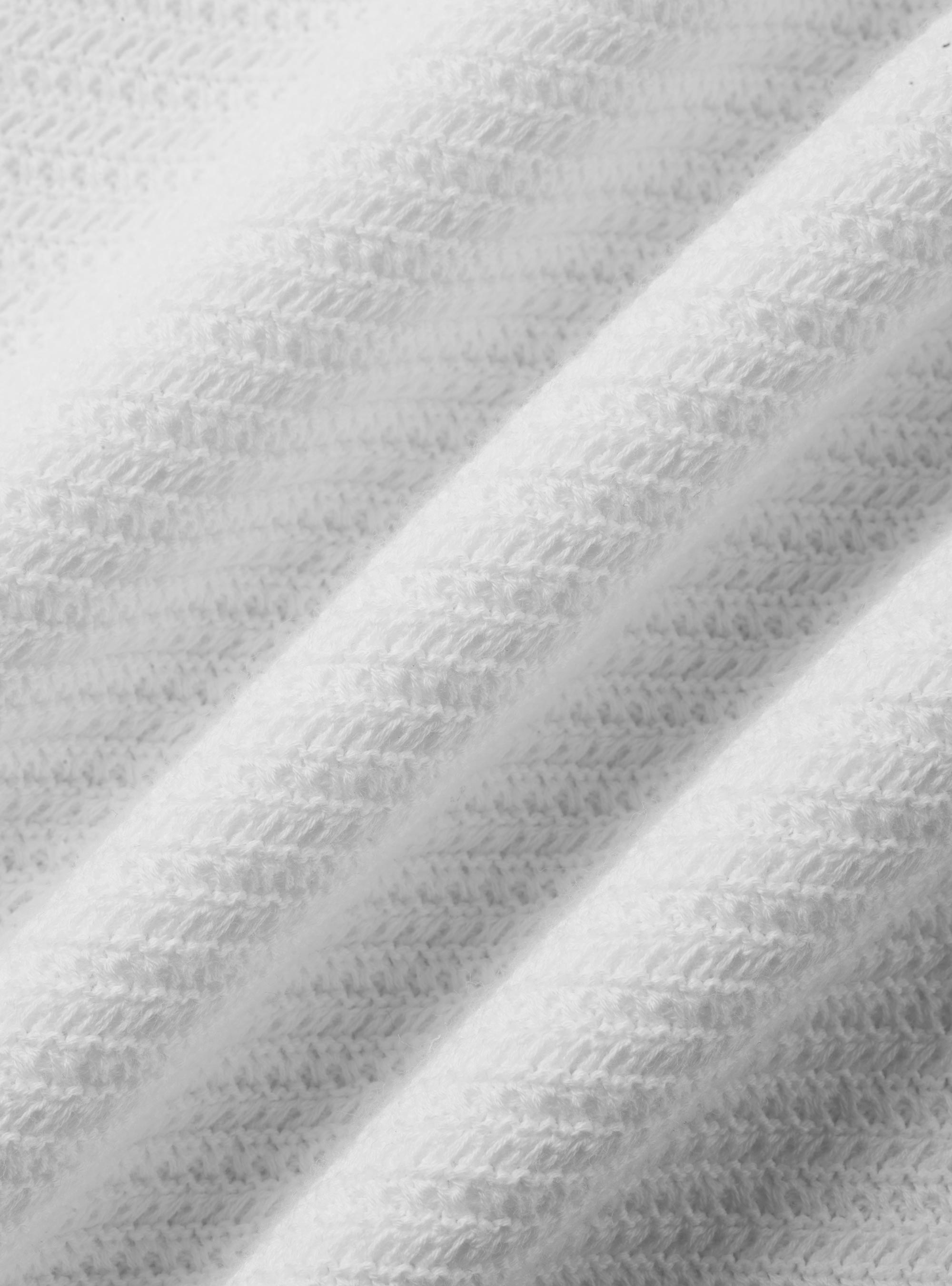 Polo en maille de coton textur&eacute;, BLANC