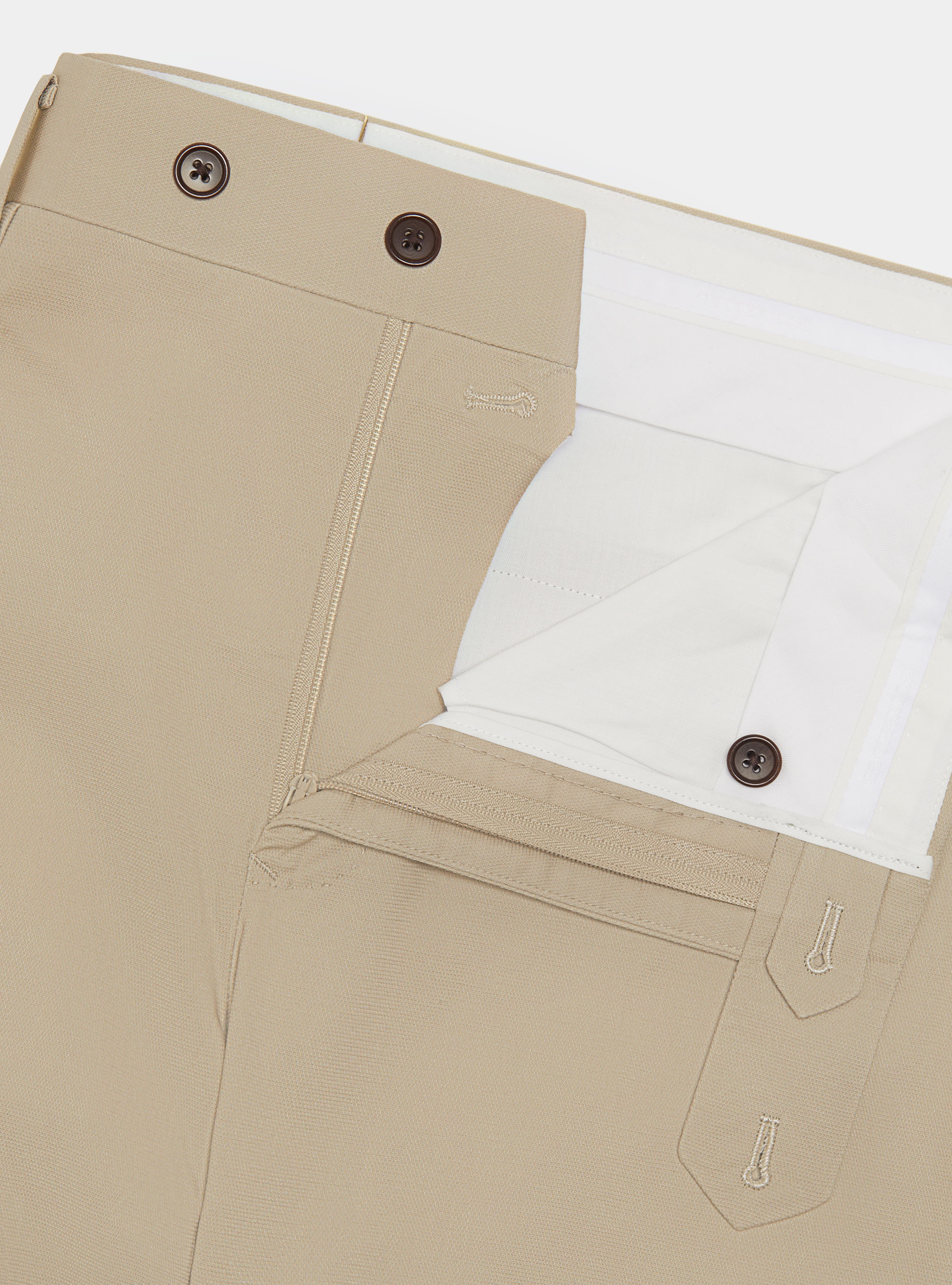Pantaloni abito in cotone armaturato, SABBIA