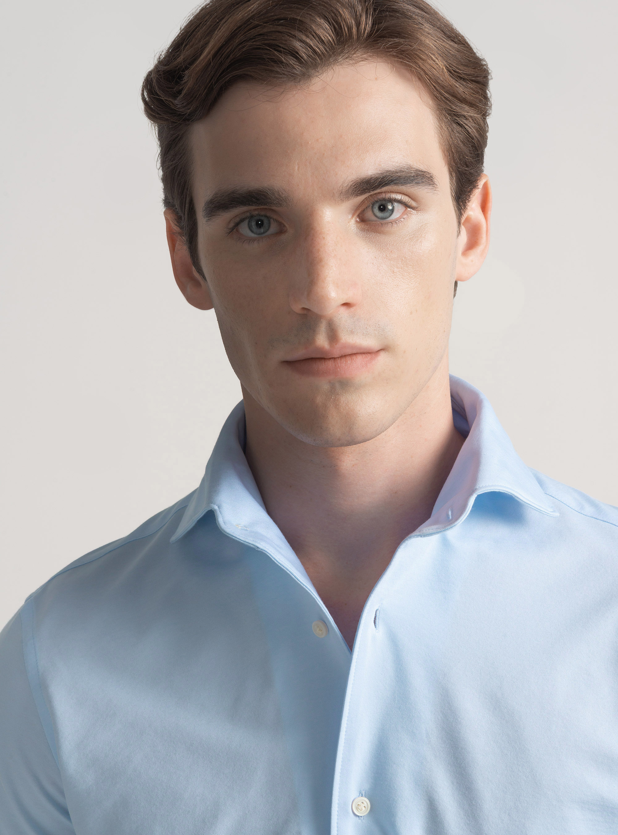 Camicia in jersey di misto cotone, AZZURRO