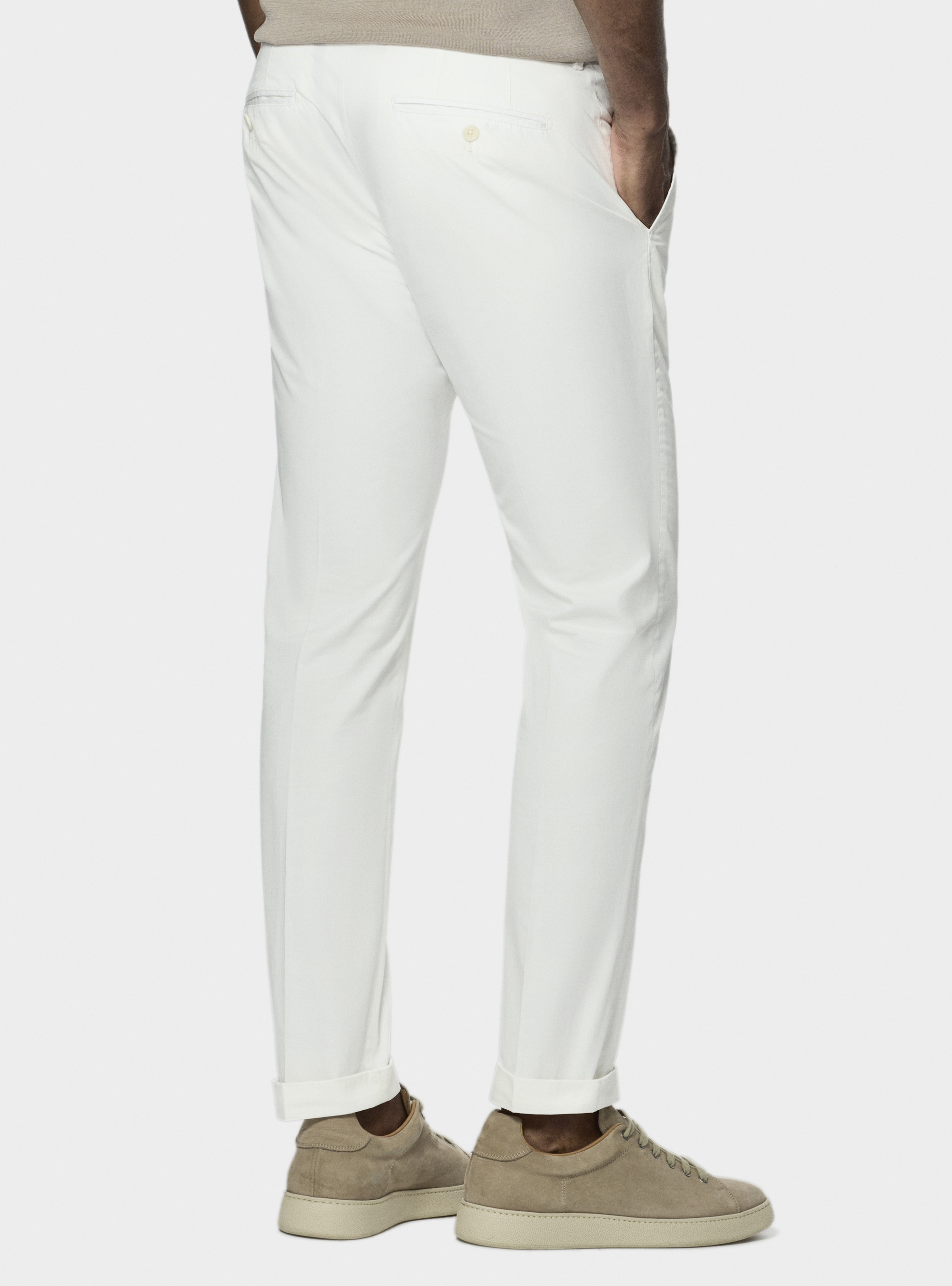 Lightweight twill slim fit chino trousers, WHITE