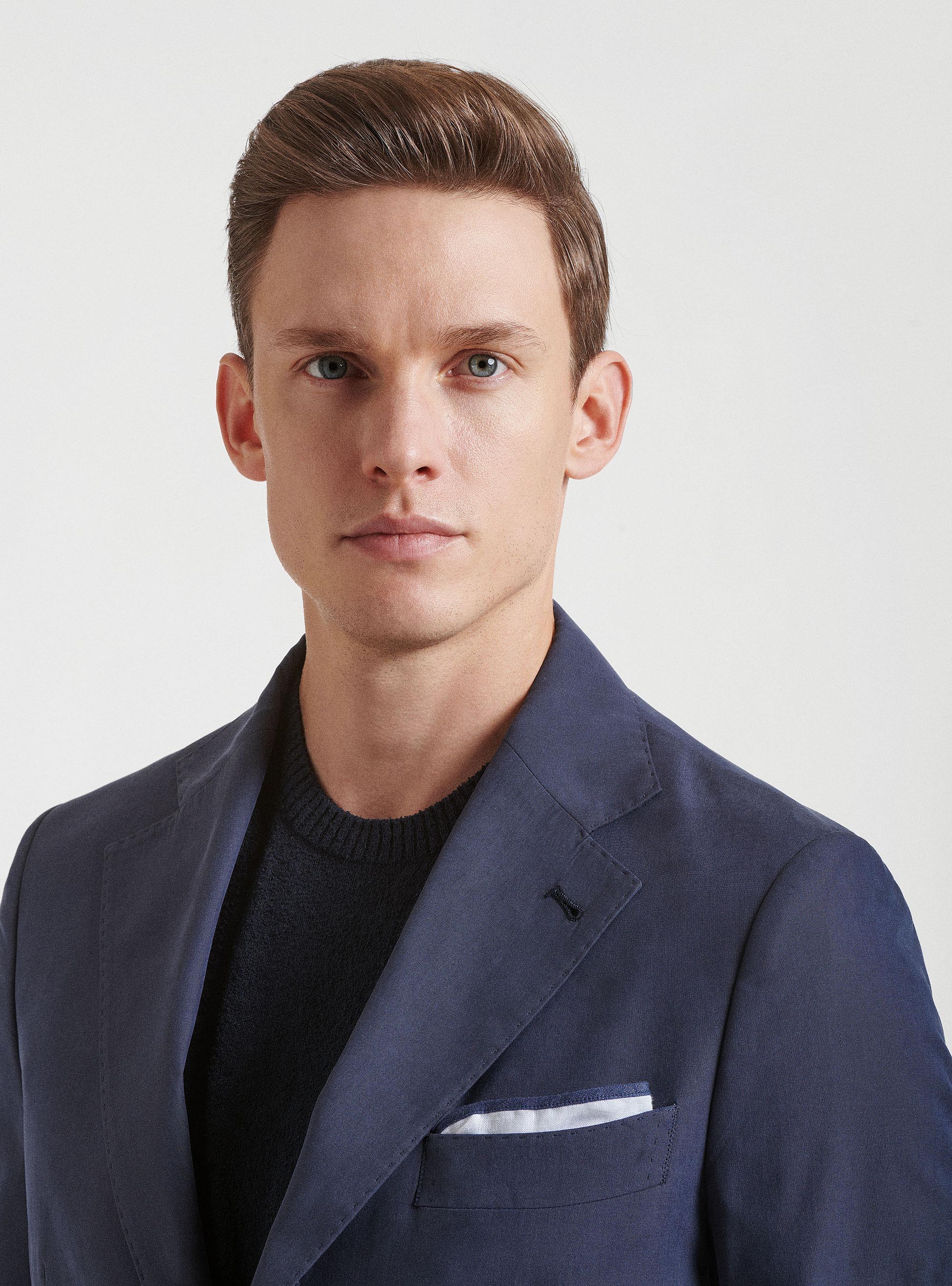 DUEMILAGORI cotton-blend suit blazer, NAVY BLUE
