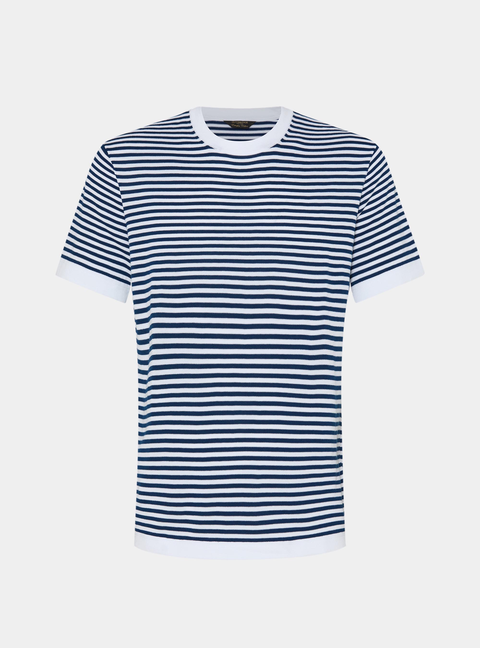 Cotton striped crew neck sweater, WHITE