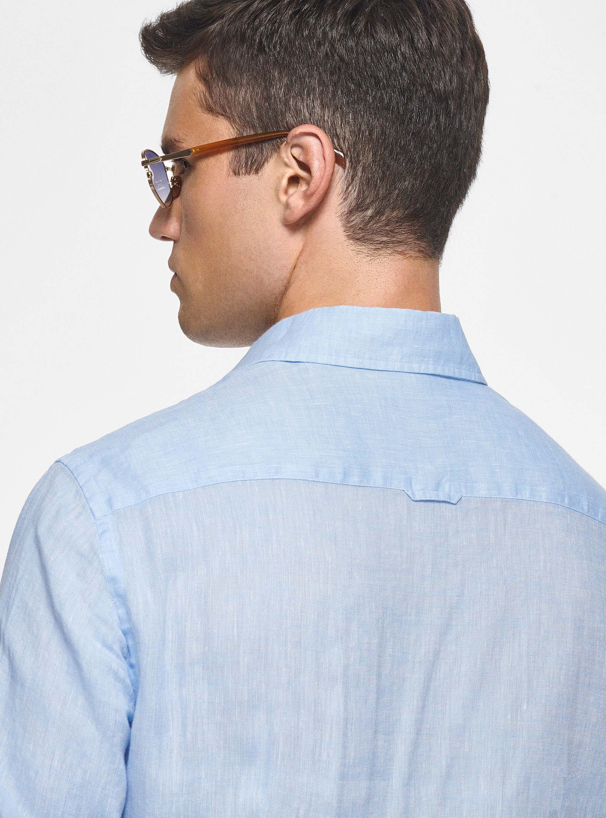 Camicia in puro lino, AZZURRO