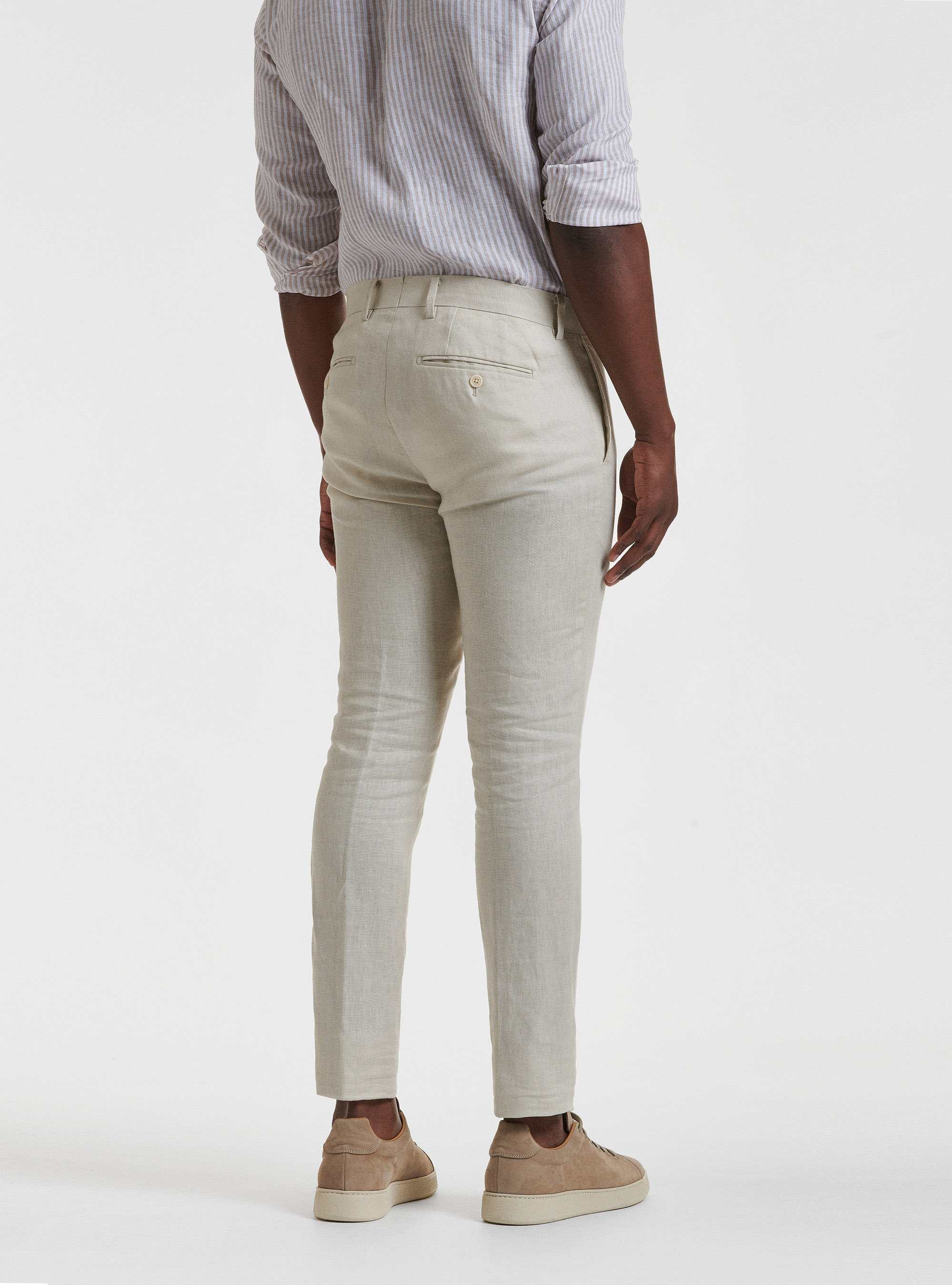 Pure linen suit trousers, ECRU