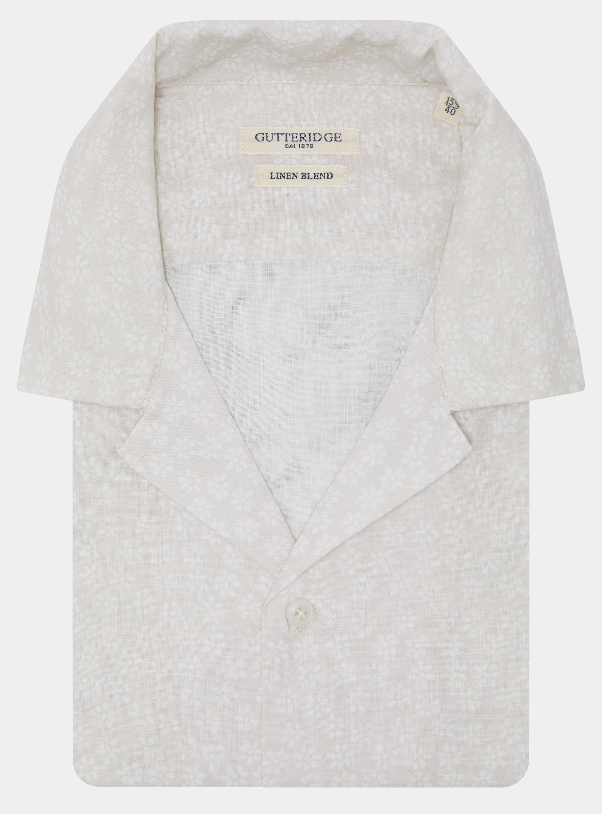 Bowling shirt in linen and printed cotton, ECRU