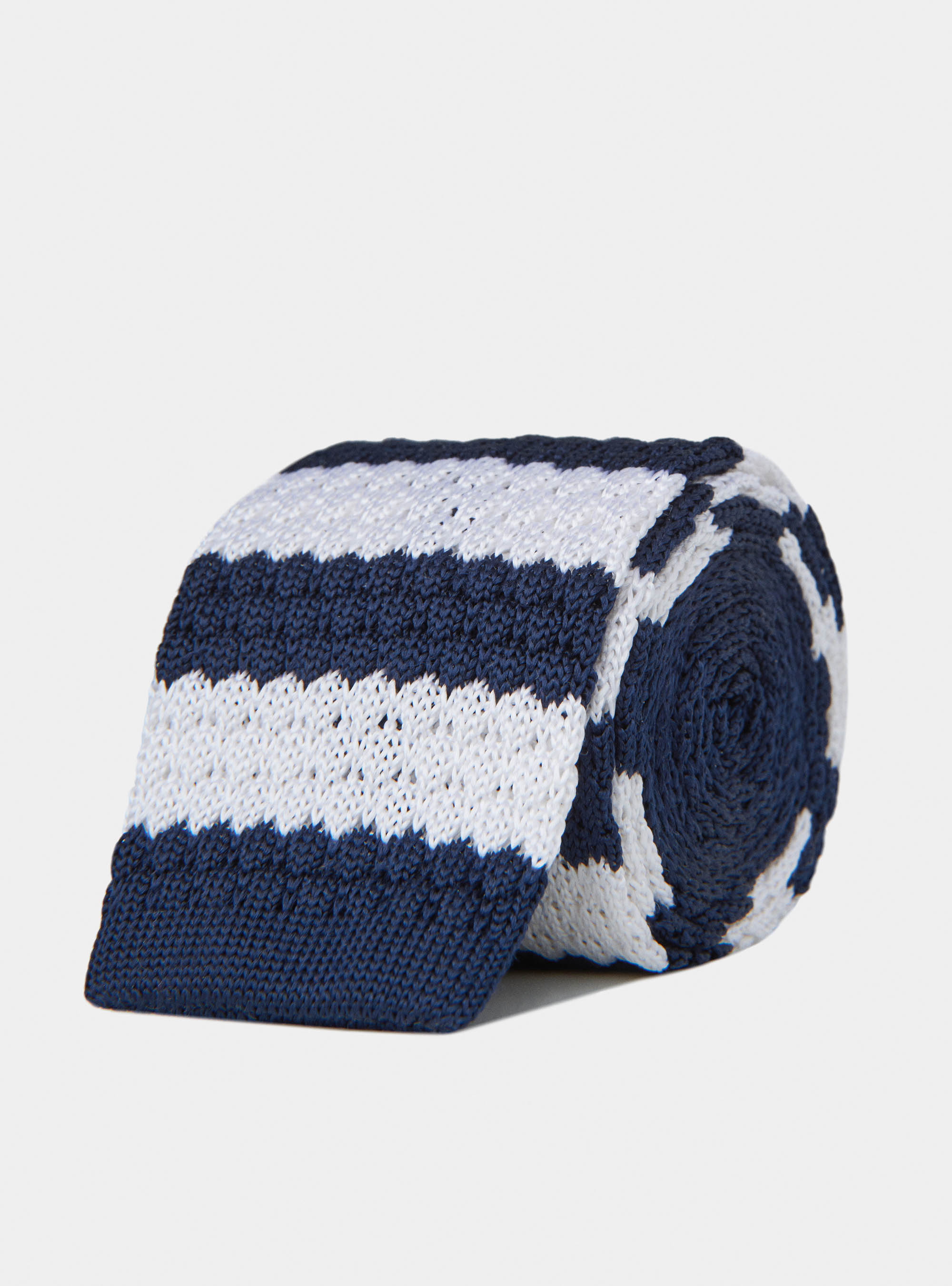 Corbata de punto a rayas, AZUL MARINO