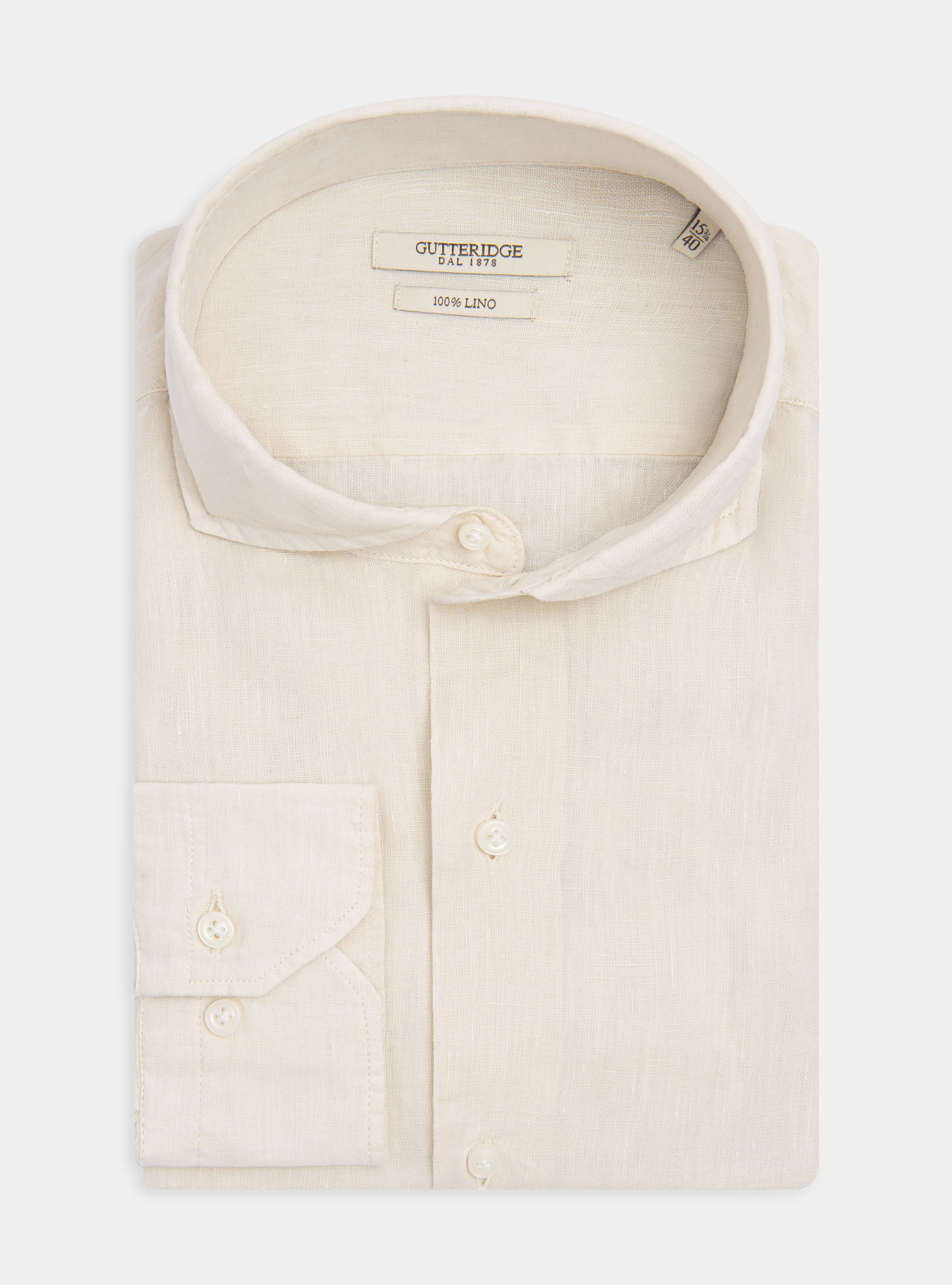 Chemise &agrave; col fran&ccedil;ais en pur lin, &Atilde; CRU