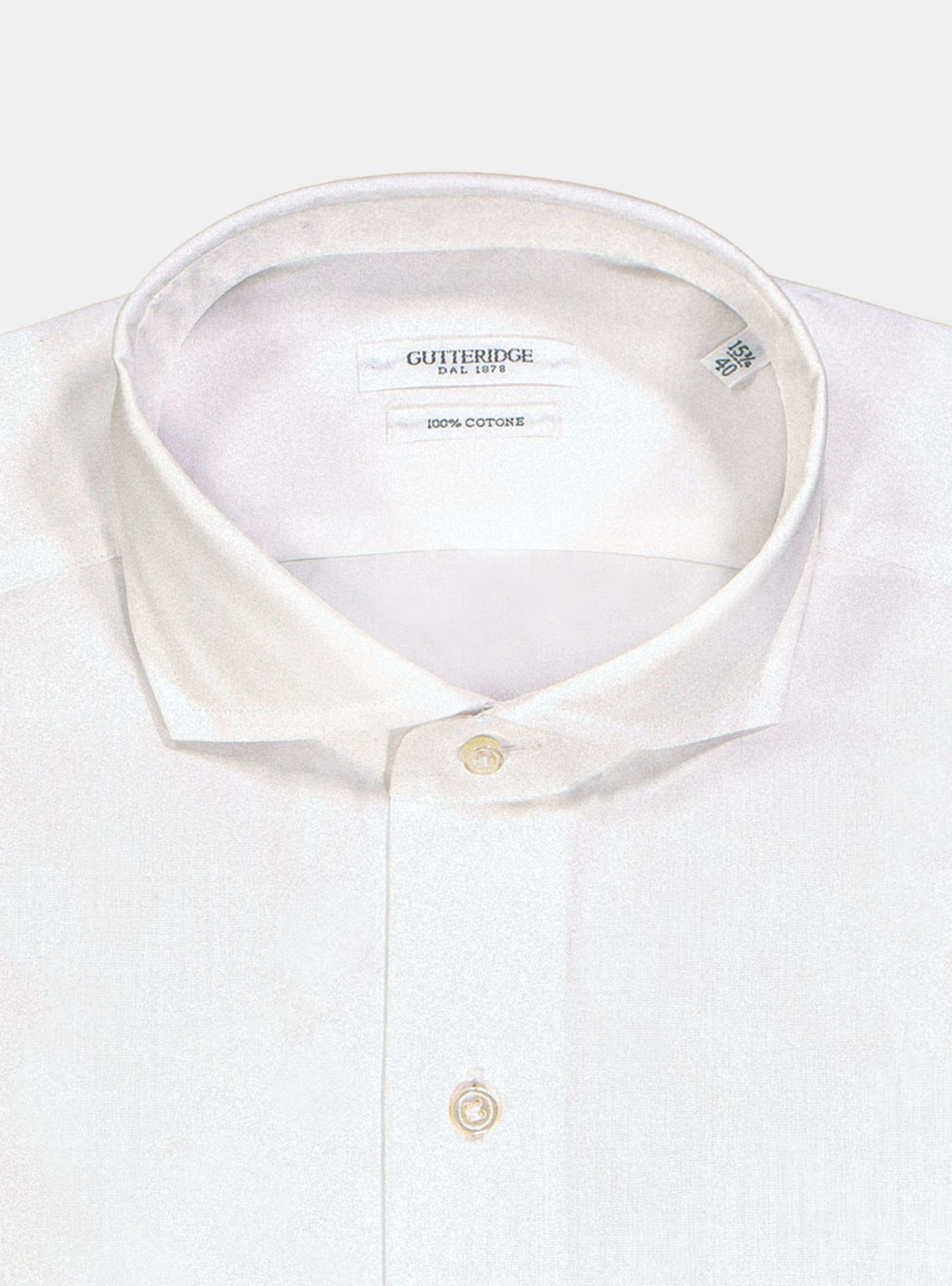 "Fil a fil" french collar shirt, WHITE