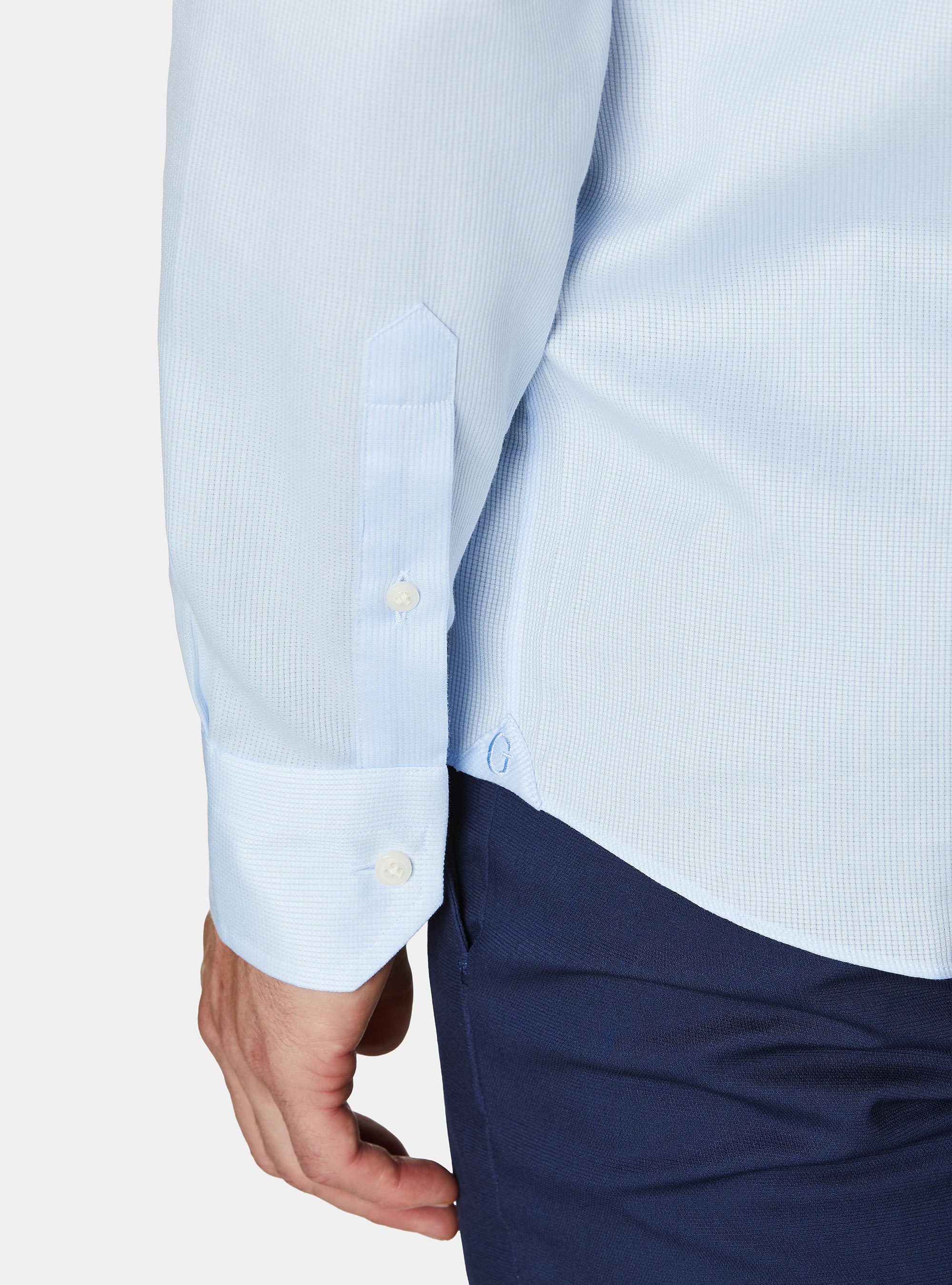 Chemise en coton textur&eacute;, BLEU CIEL