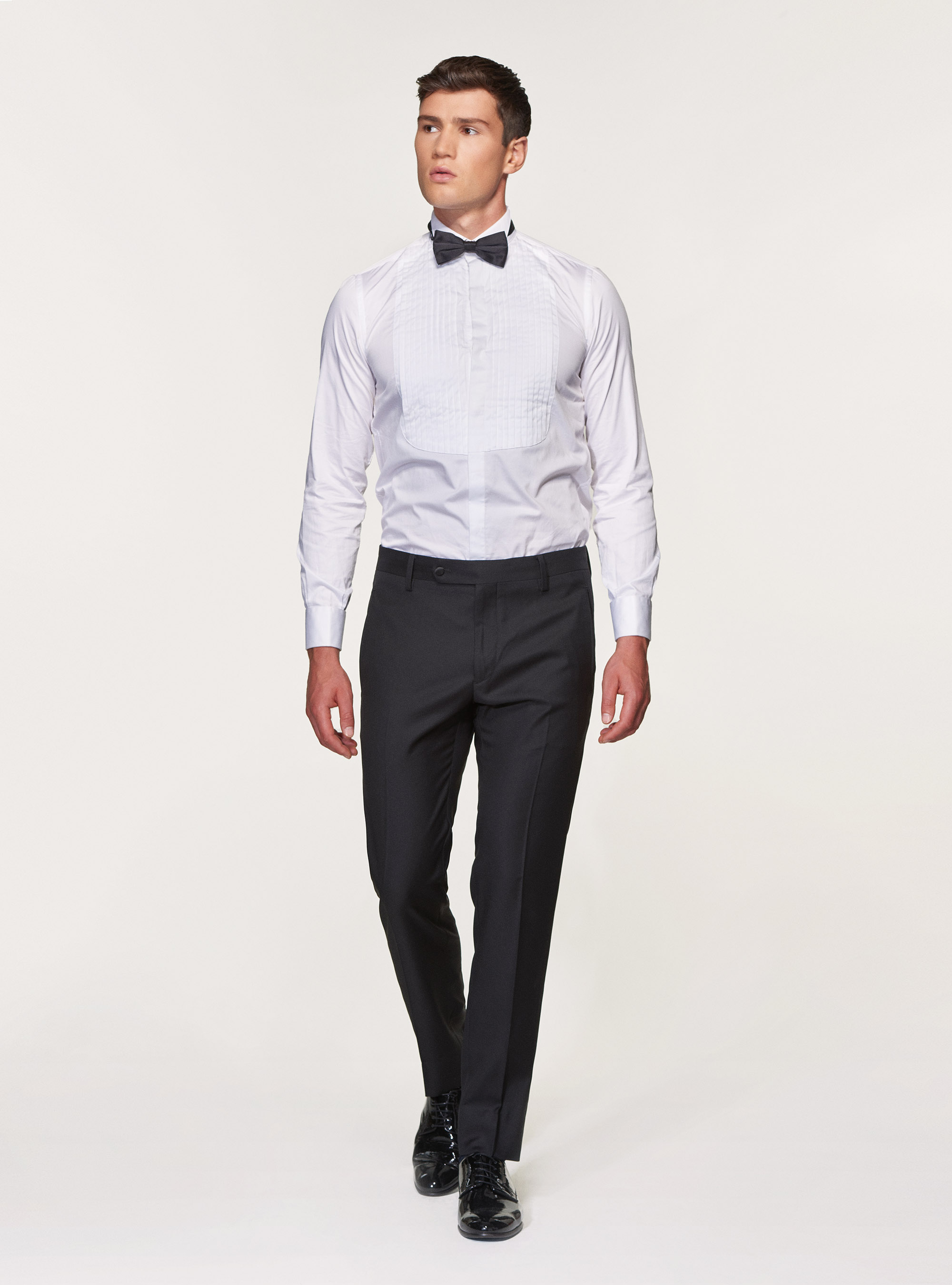Pure superfine wool 110's Vitale Barberis Canonico tuxedo trousers, BLACK