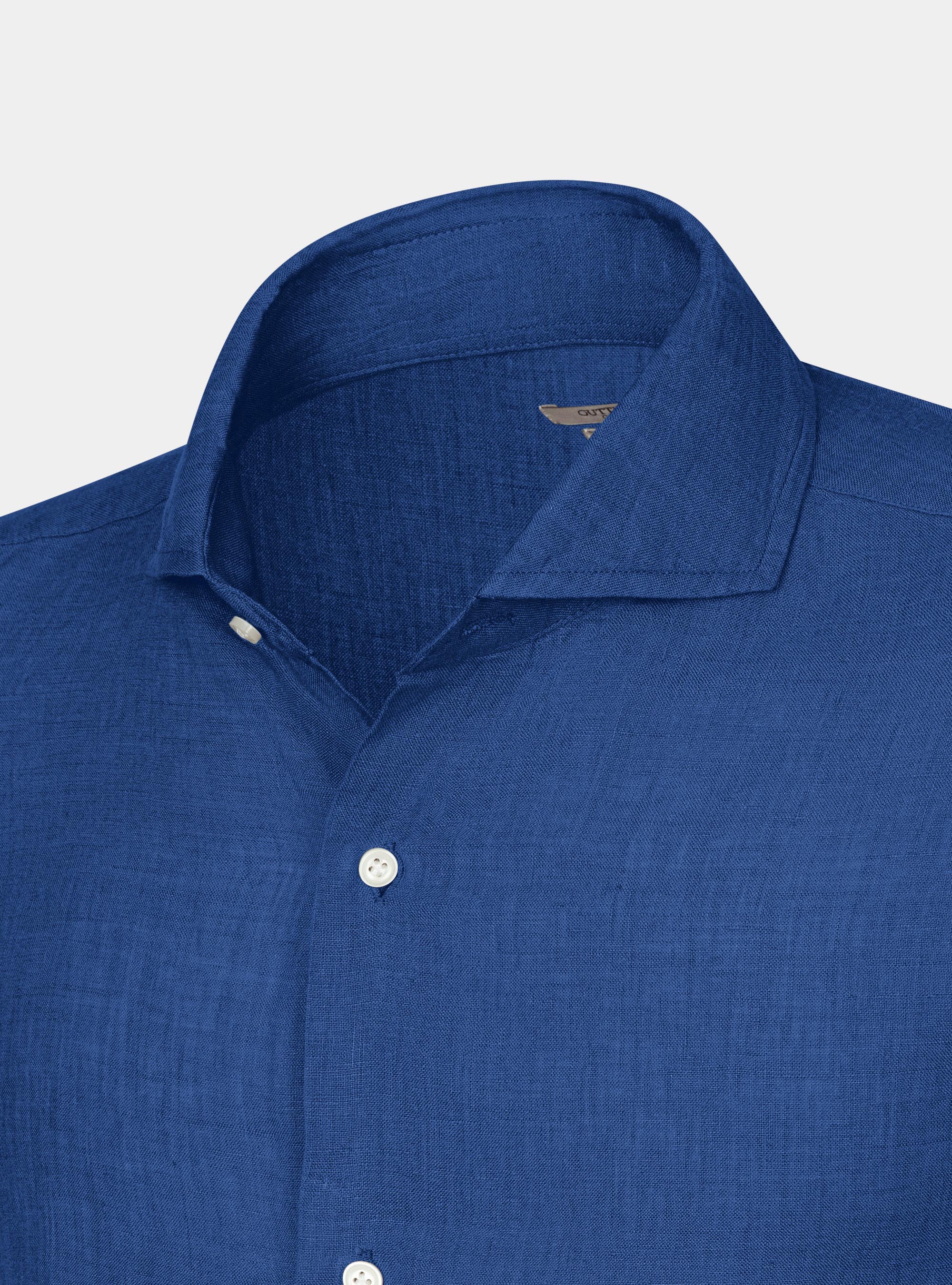 Hemd mit franz&ouml;sischem Kragen aus reinem Leinen, BLUE 0241C