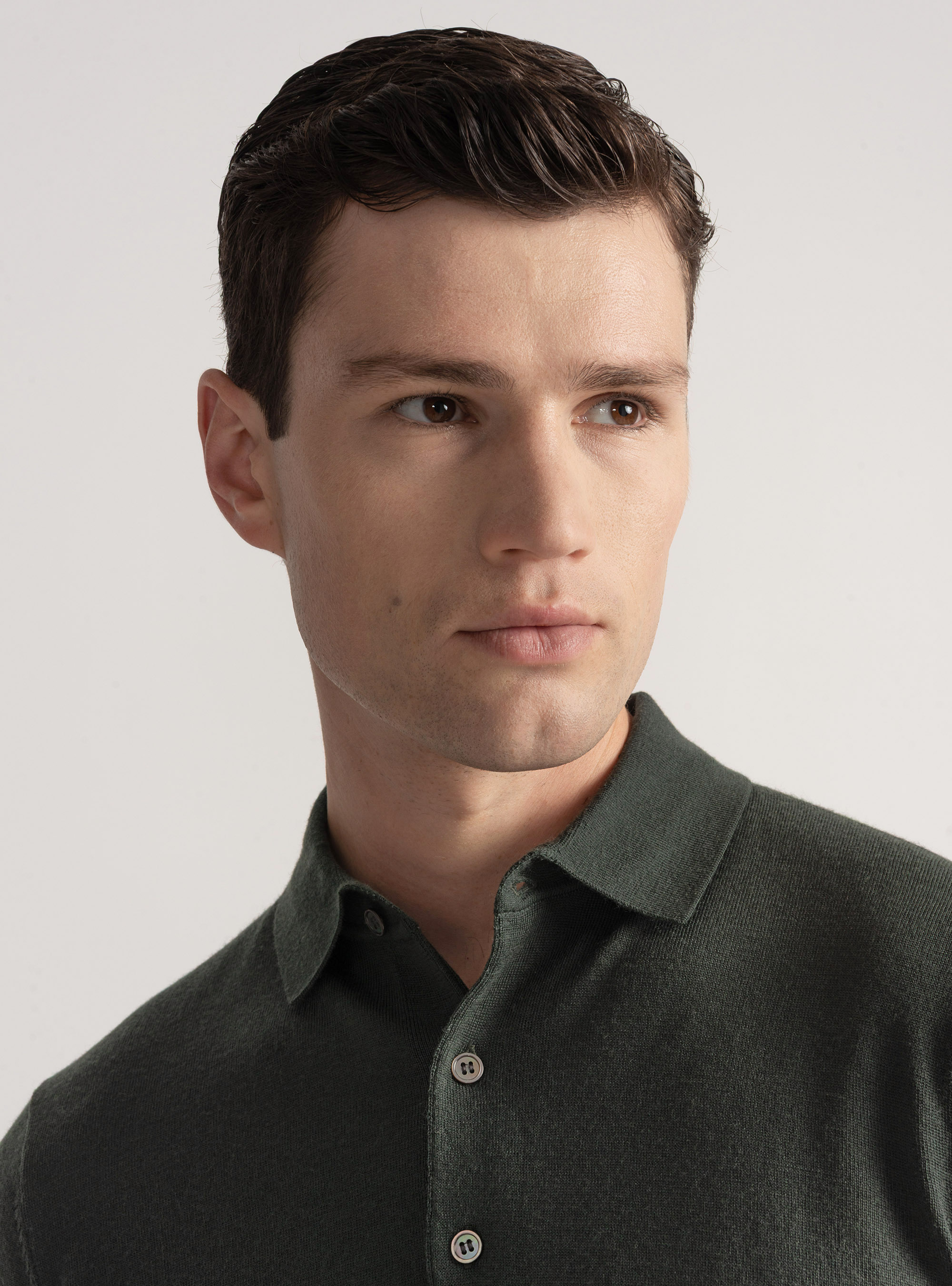 Extra-fine merino wool polo shirt, MILITARE 0609C