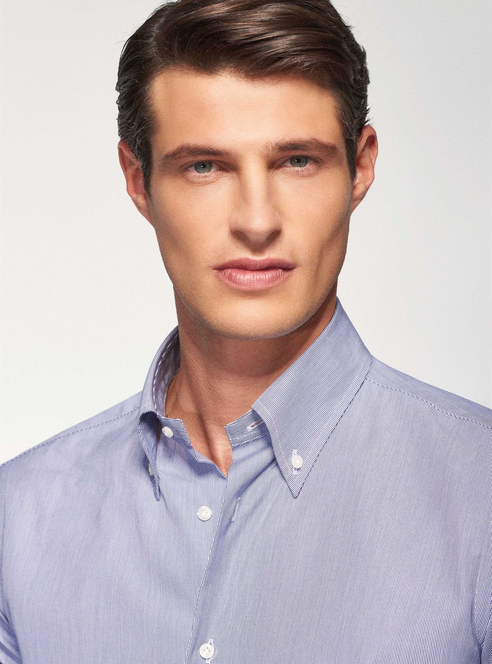 Milleraies cotton button-down shirt, NAVY BLUE