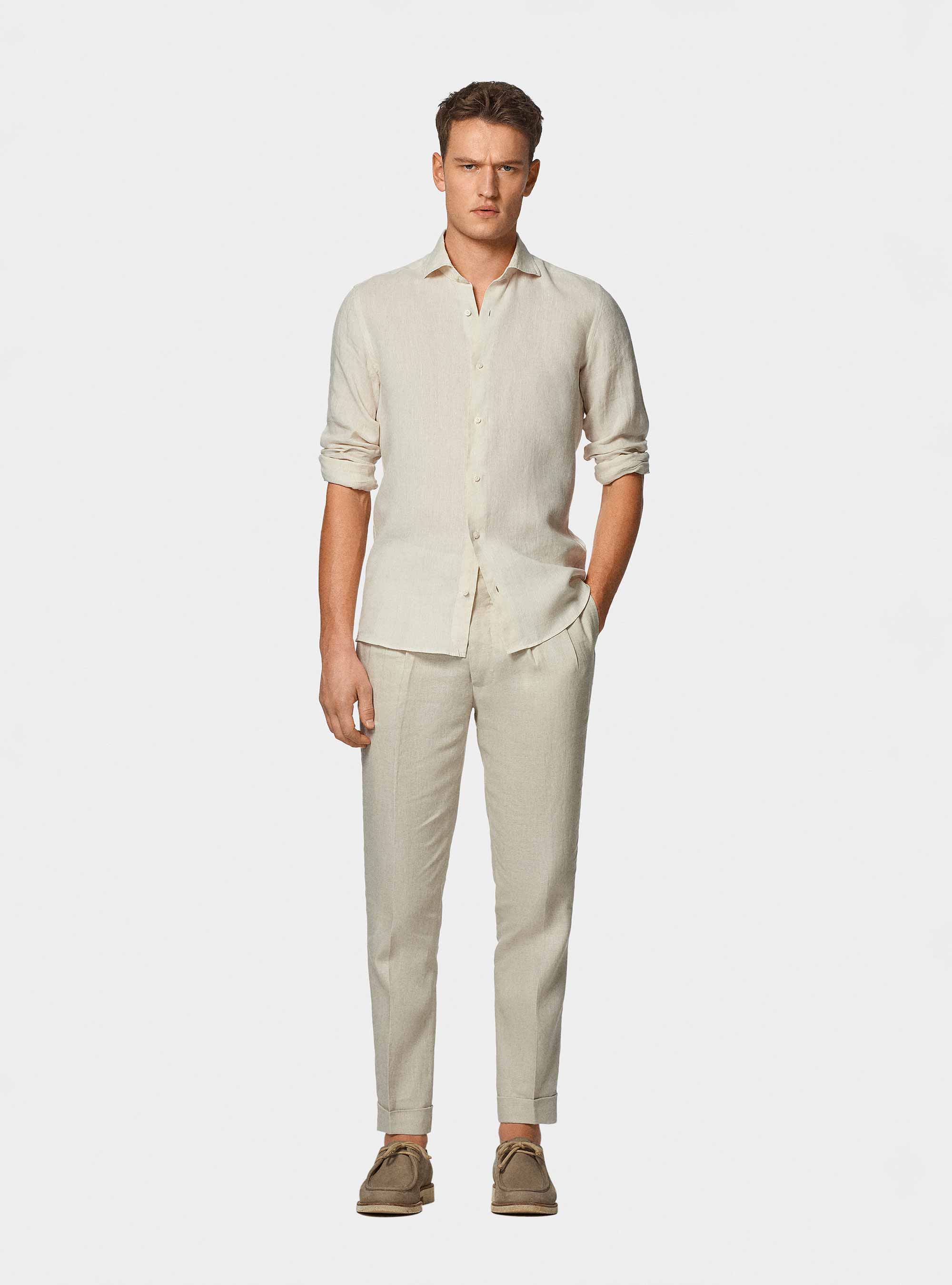 Camicia in puro lino, ECRU