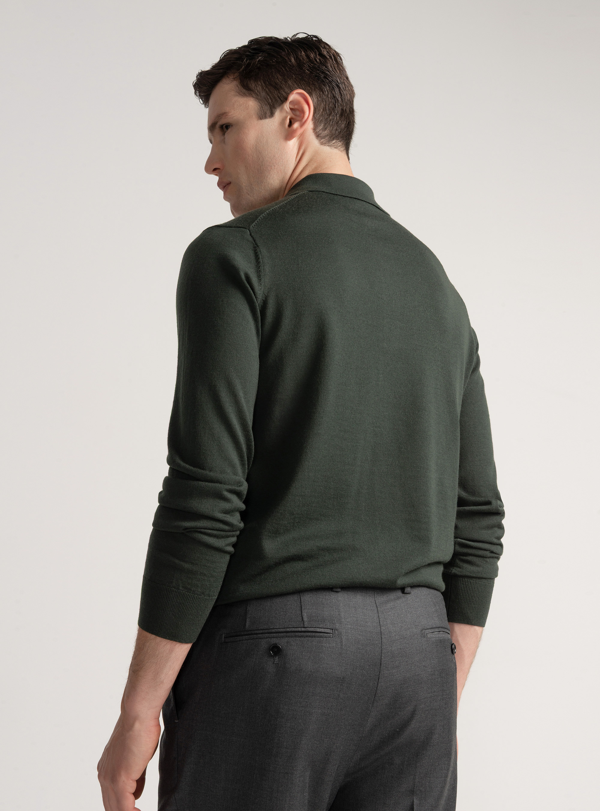 Extra-fine merino wool polo shirt, MILITARE 0609C