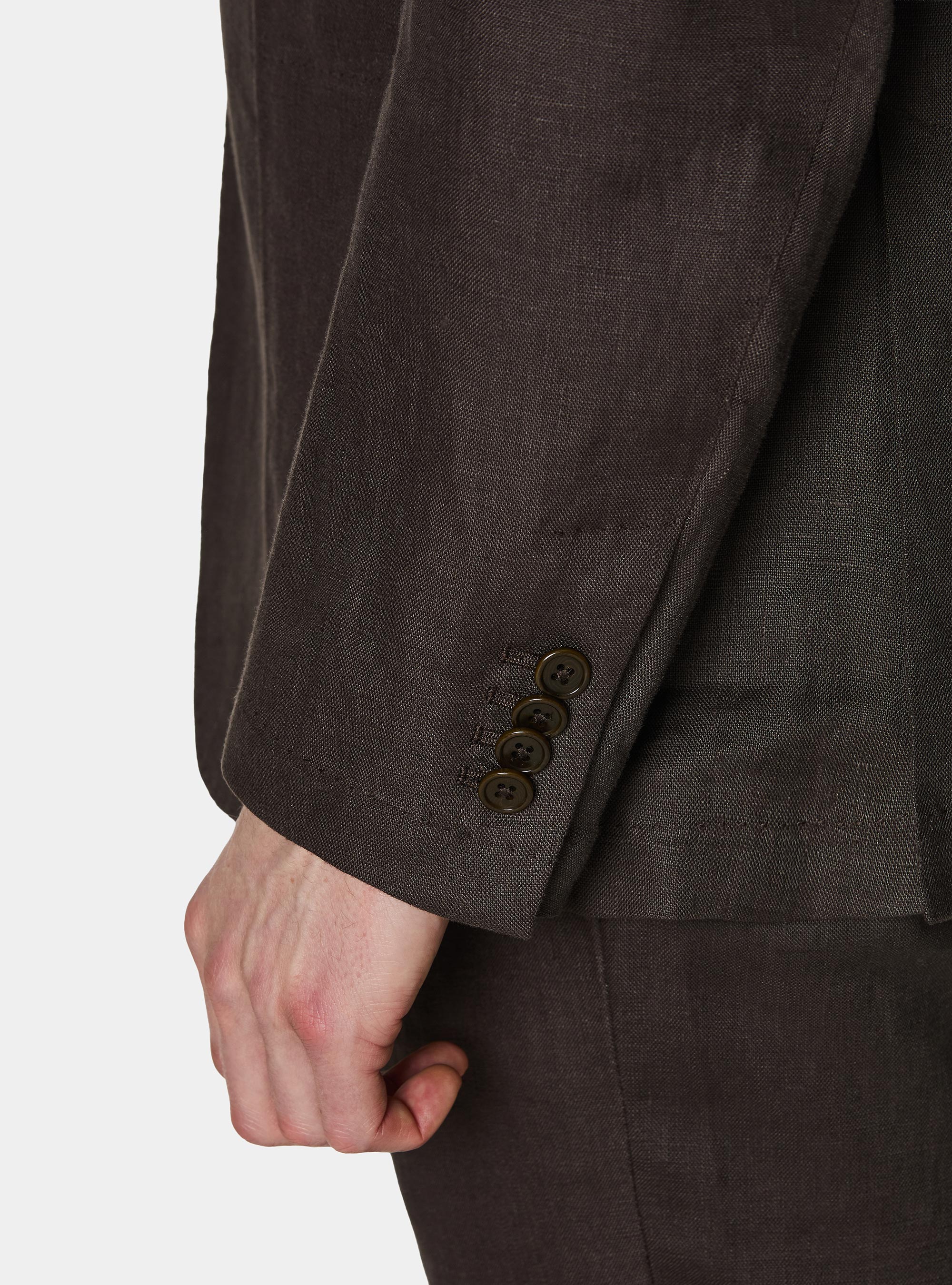 Pure linen suit blazer, BROWN