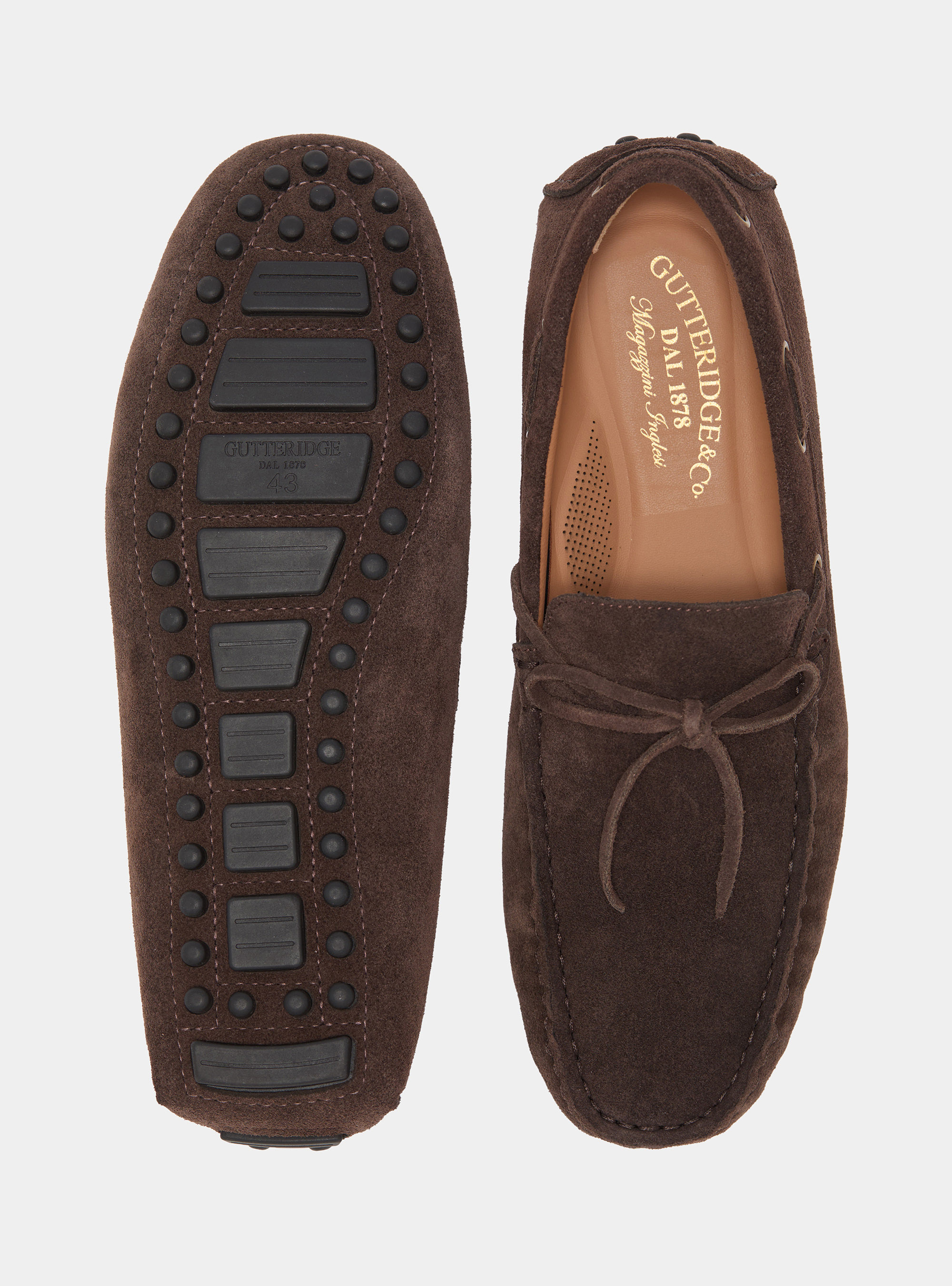 Suede boat loafers, BROWN
