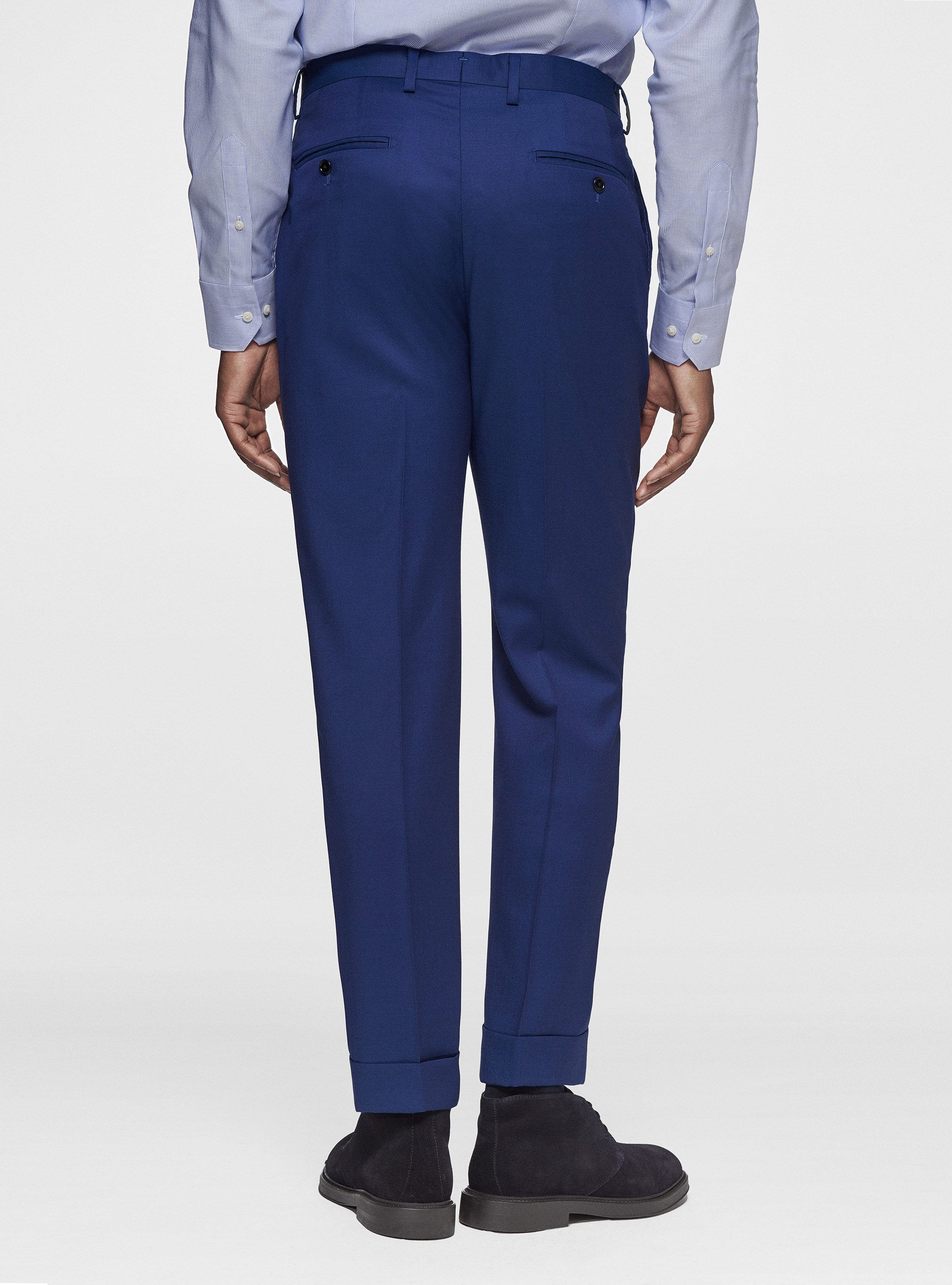Reda pure wool double pleat trousers, BASALT