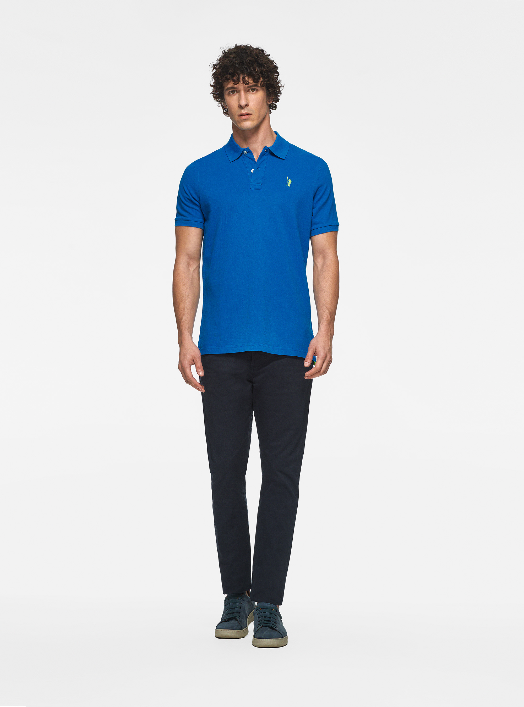 Polo de piqu&eacute; con bordado, AZUL ROYAL