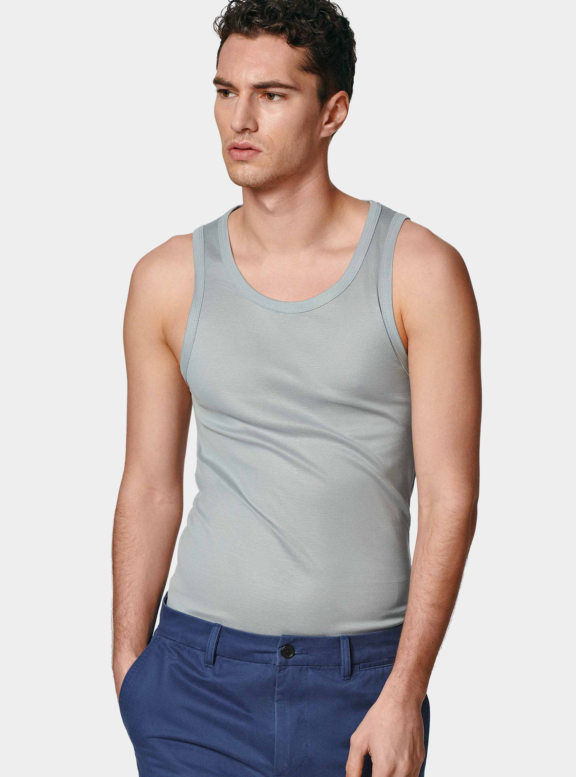 Tanktop aus Baumwollgarn, GRIGIO 0120C