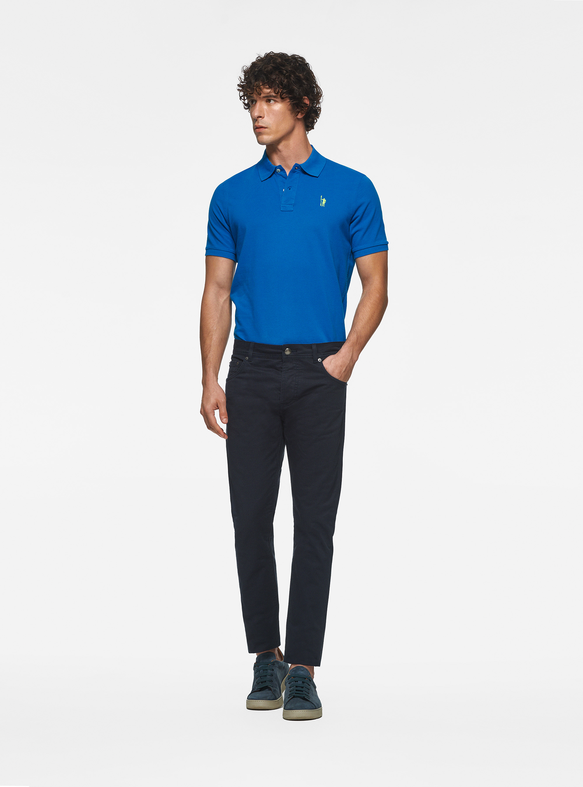 5-pocket trousers in cotton twill, NAVY BLUE