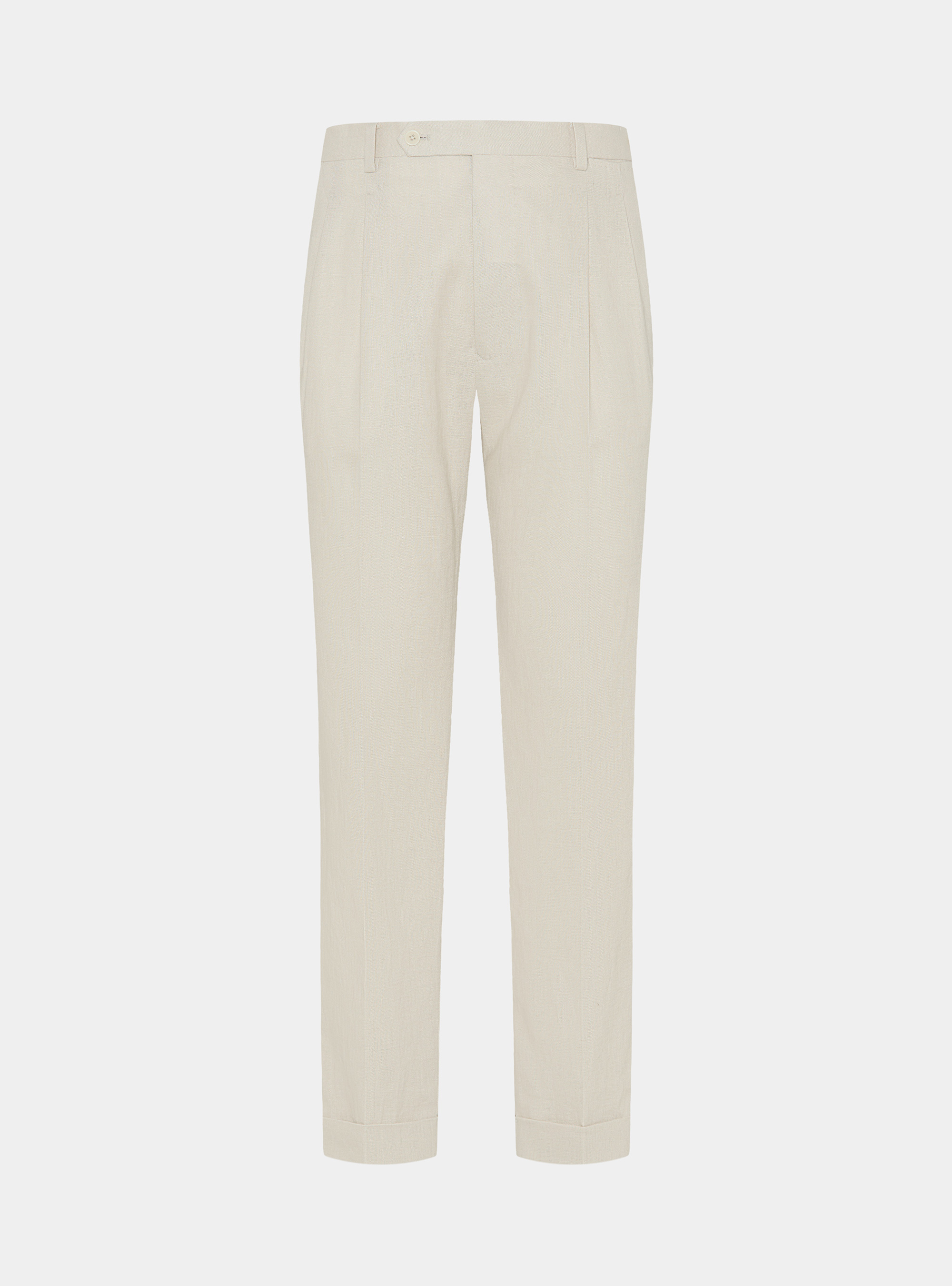 Pantalon &agrave; double couture en pur lin, &Atilde; CRU
