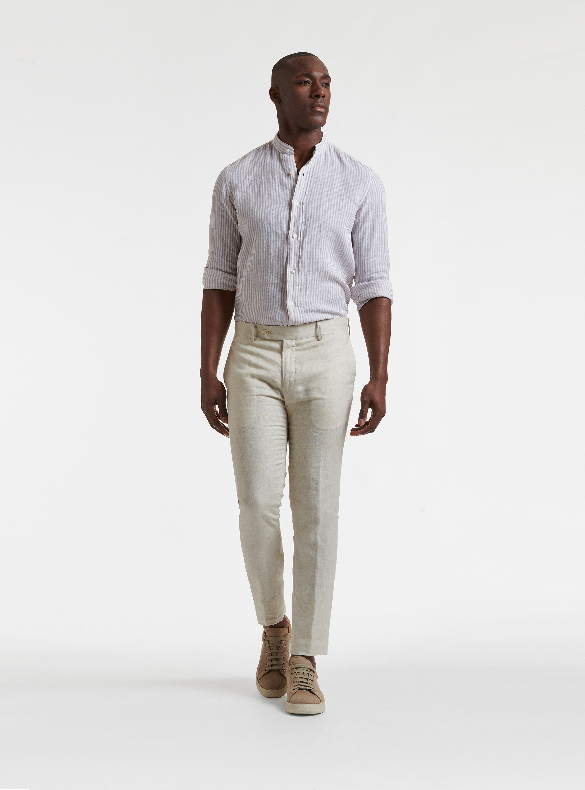 Pure linen suit trousers, ECRU